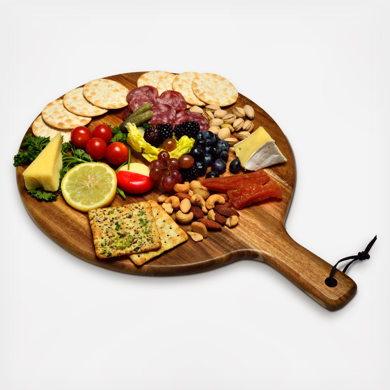 Personalized Engraved Round Acacia Charcuterie Serving Paddle 6 Personalized Engraved Round Acacia Charcuterie Serving Paddle