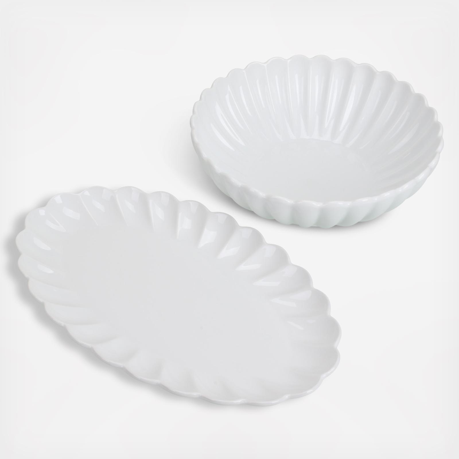 Petal Oval Platter & Round Bowl Serving Set 2 Petal Oval Platter & Round Bowl Serving Set