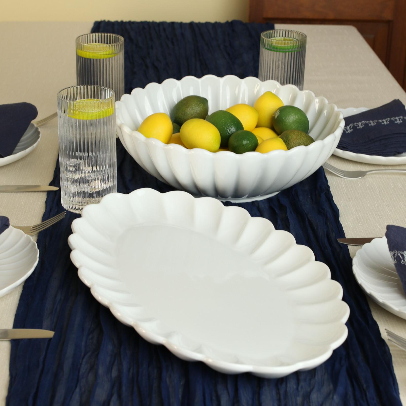 Petal Oval Platter & Round Bowl Serving Set 3 Petal Oval Platter & Round Bowl Serving Set