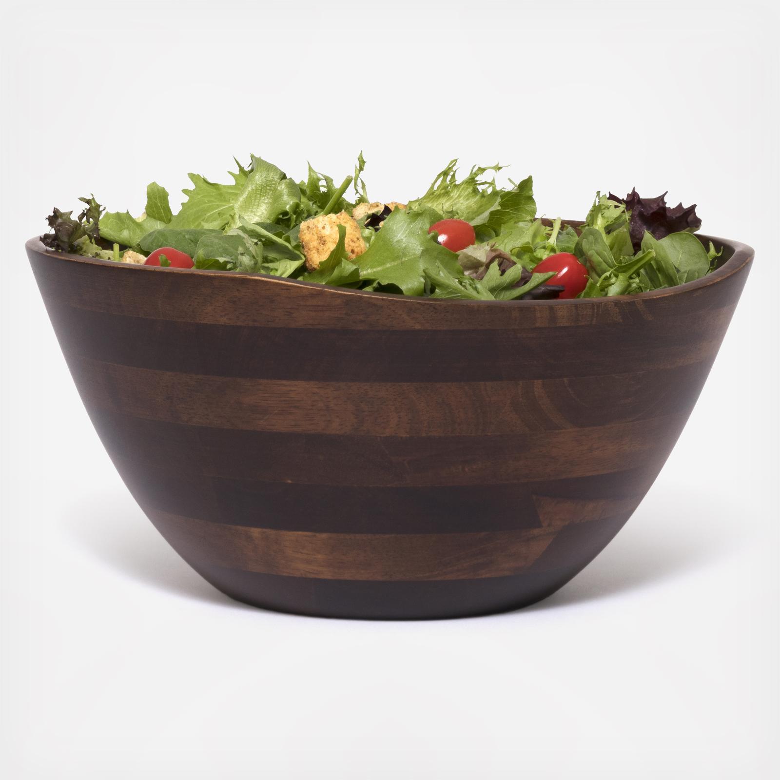Walnut Finish Large Wavy Rim Bowl 1 Walnut Finish Large Wavy Rim Bowl