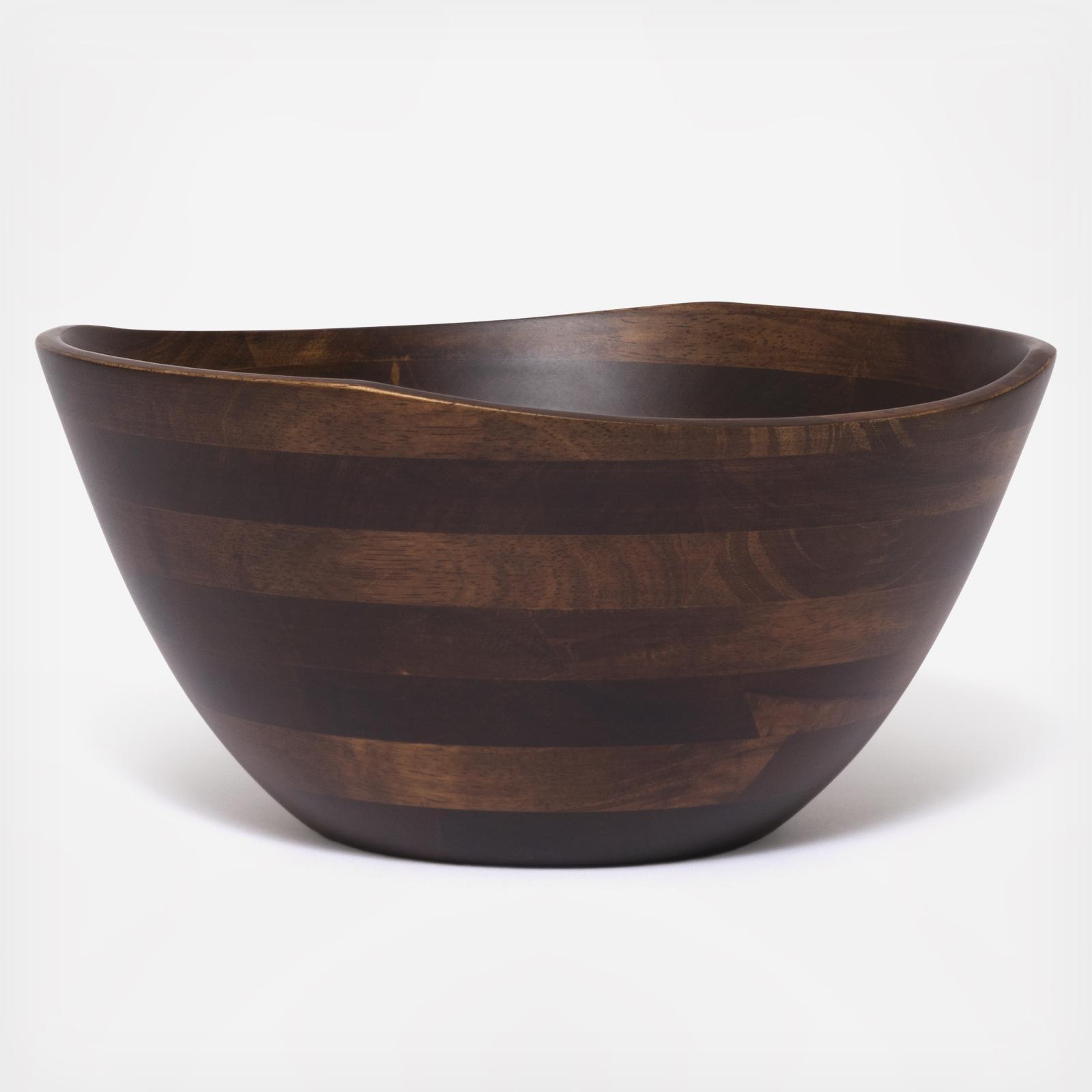 Walnut Finish Large Wavy Rim Bowl 2 Walnut Finish Large Wavy Rim Bowl