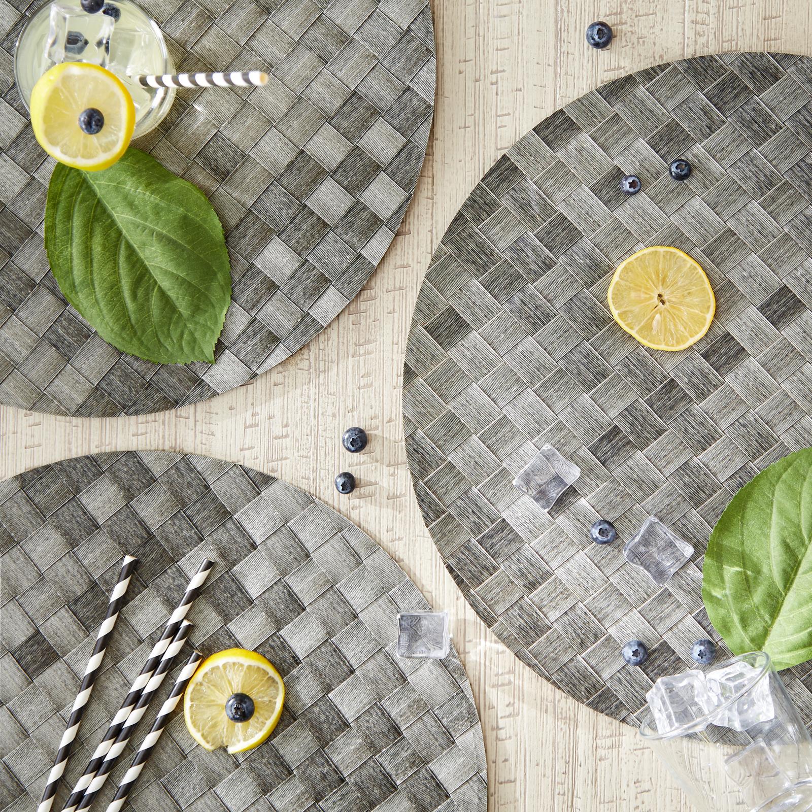 Basketweave Round Woven Placemat, Set of 4 1 Basketweave Round Woven Placemat, Set of 4