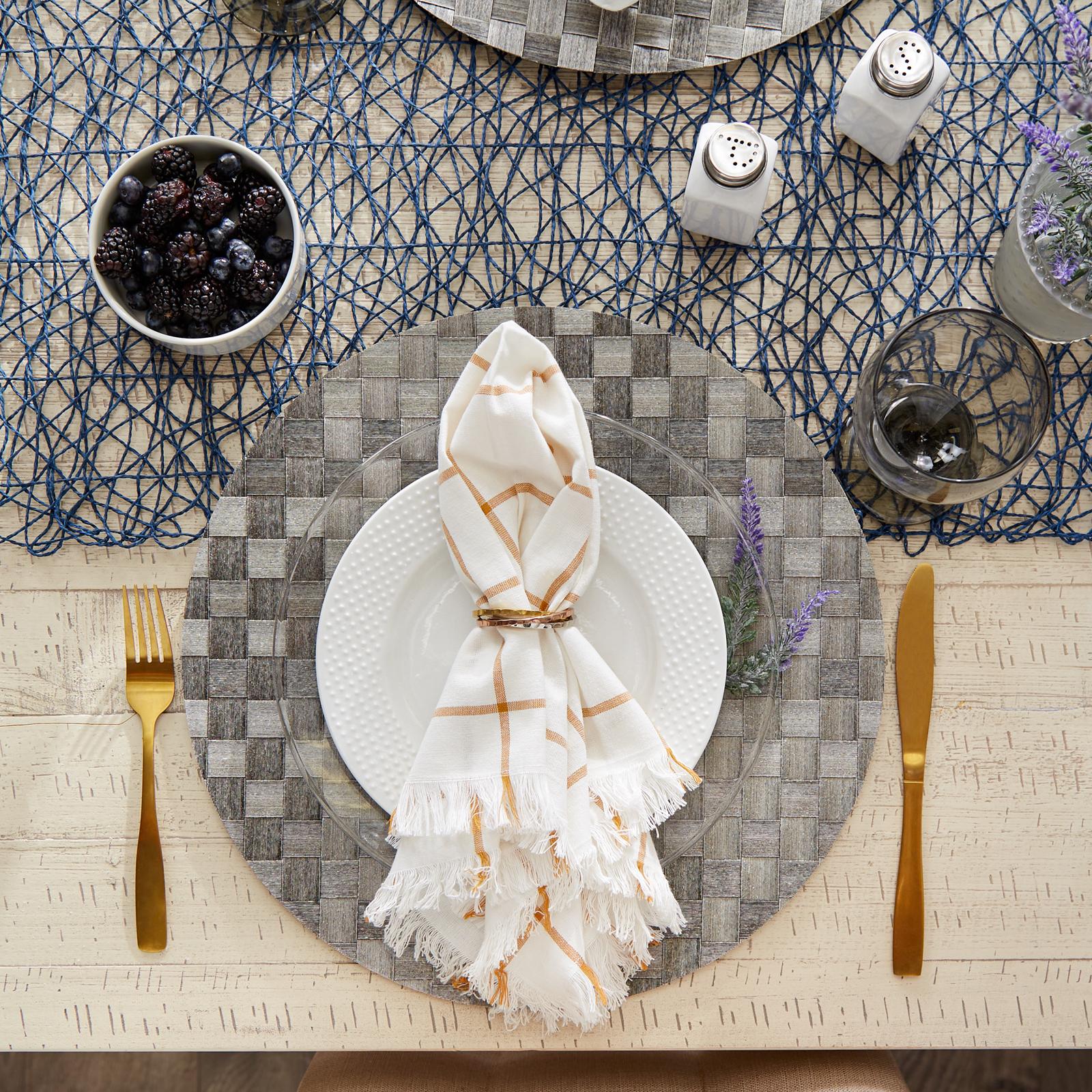 Basketweave Round Woven Placemat, Set of 4 3 Basketweave Round Woven Placemat, Set of 4