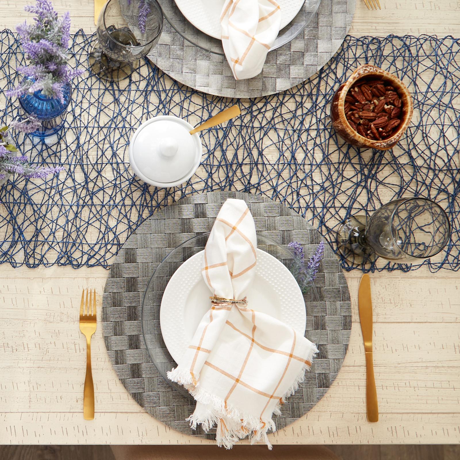 Basketweave Round Woven Placemat, Set of 4 4 Basketweave Round Woven Placemat, Set of 4
