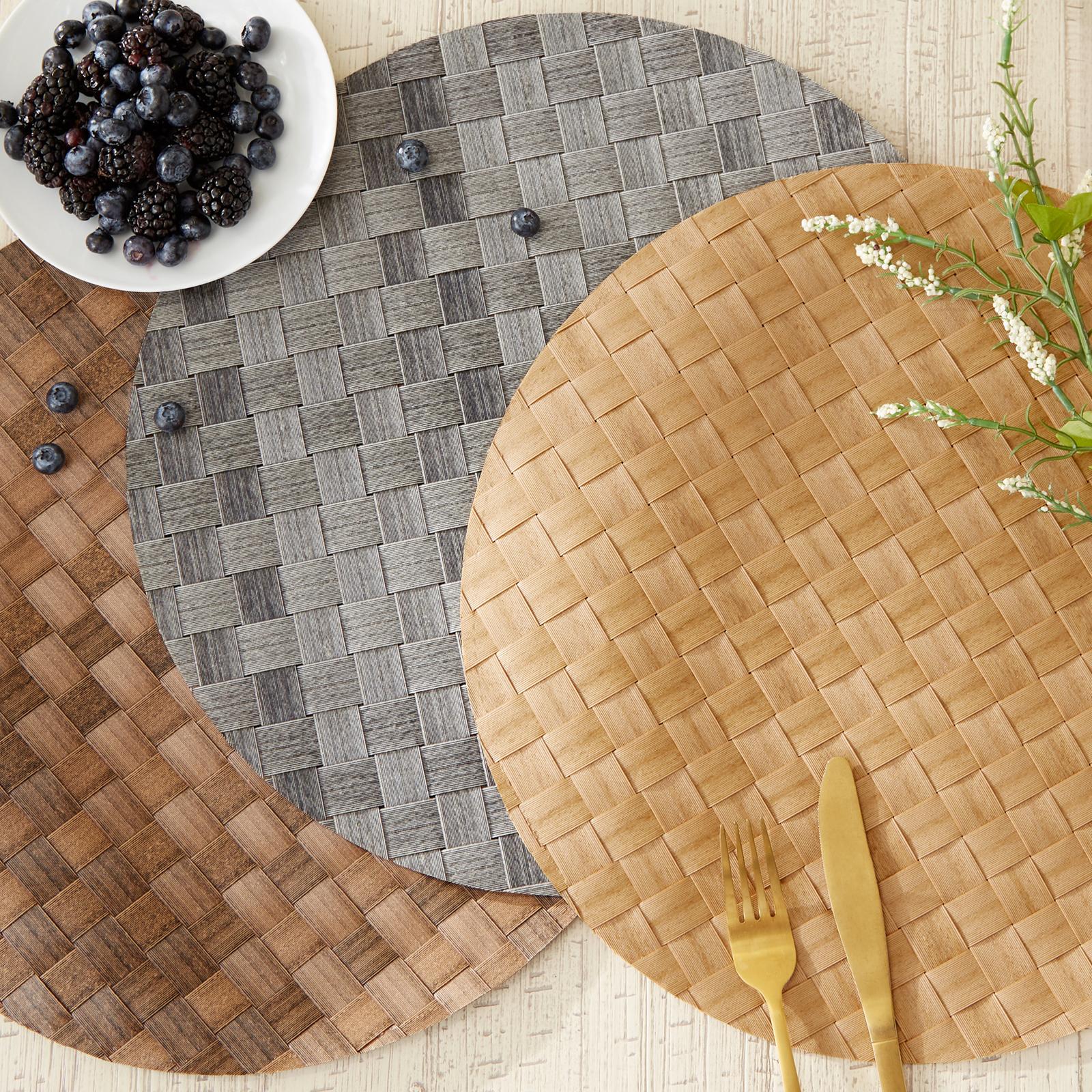Basketweave Round Woven Placemat, Set of 4 6 Basketweave Round Woven Placemat, Set of 4