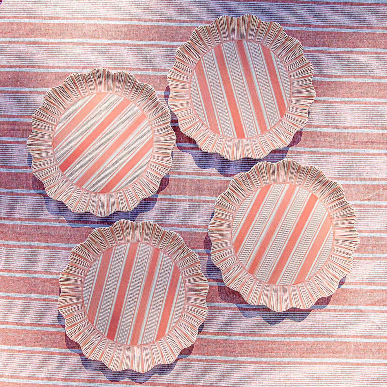 Cabana Stripe Assorted Melamine Dinner Plate, Set of 4 4 Cabana Stripe Assorted Melamine Dinner Plate, Set of 4