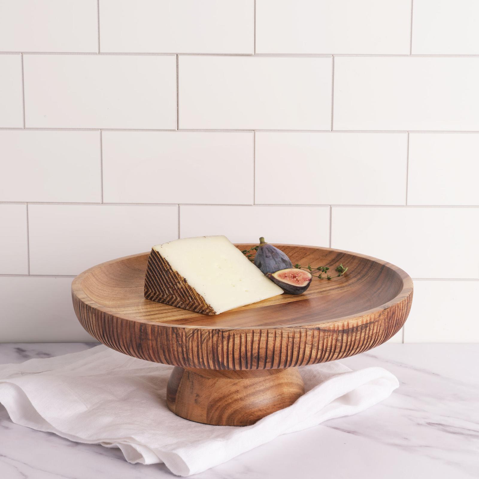 Caleb Acacia Wood Footed Cake Stand 2 Caleb Acacia Wood Footed Cake Stand