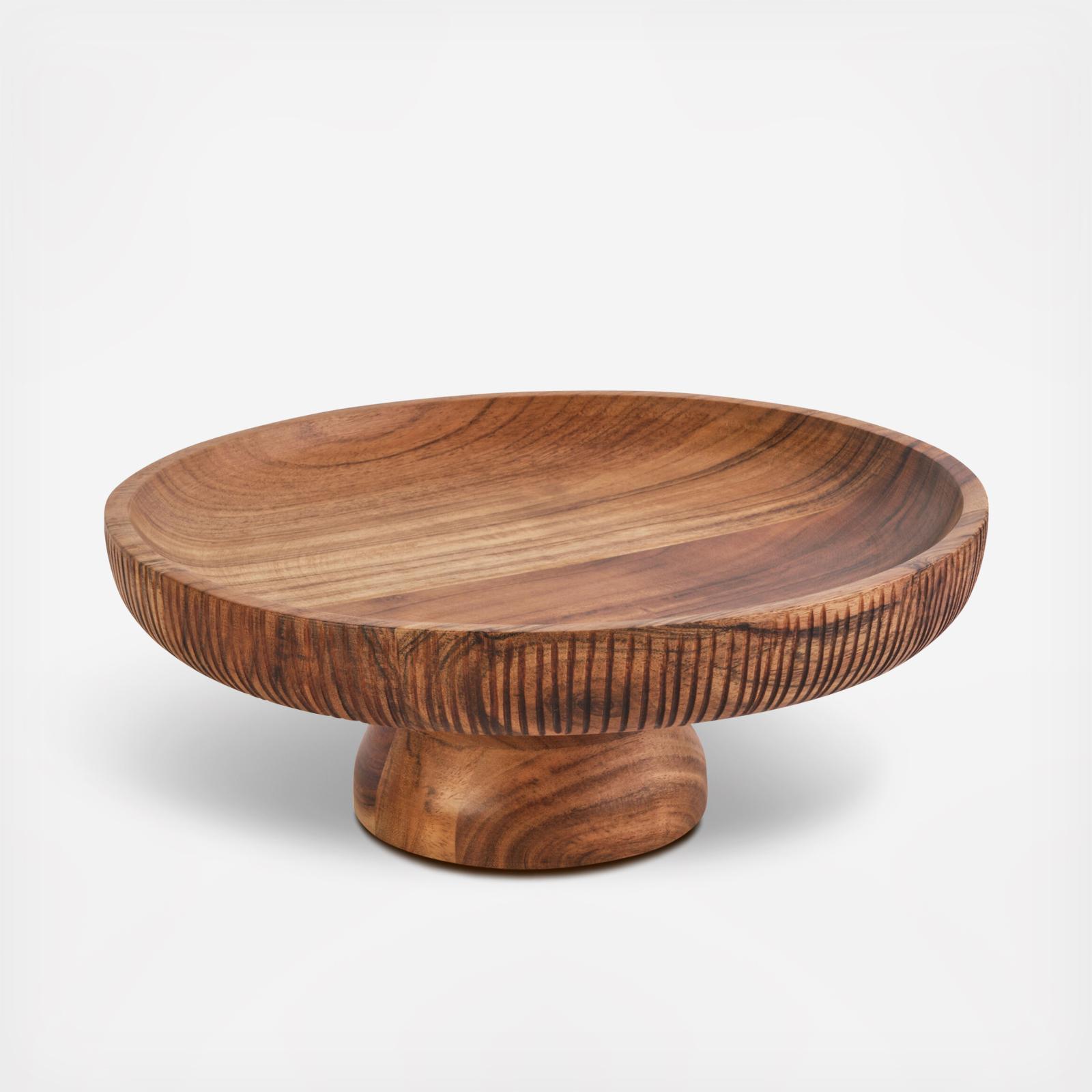Caleb Acacia Wood Footed Cake Stand 3 Caleb Acacia Wood Footed Cake Stand