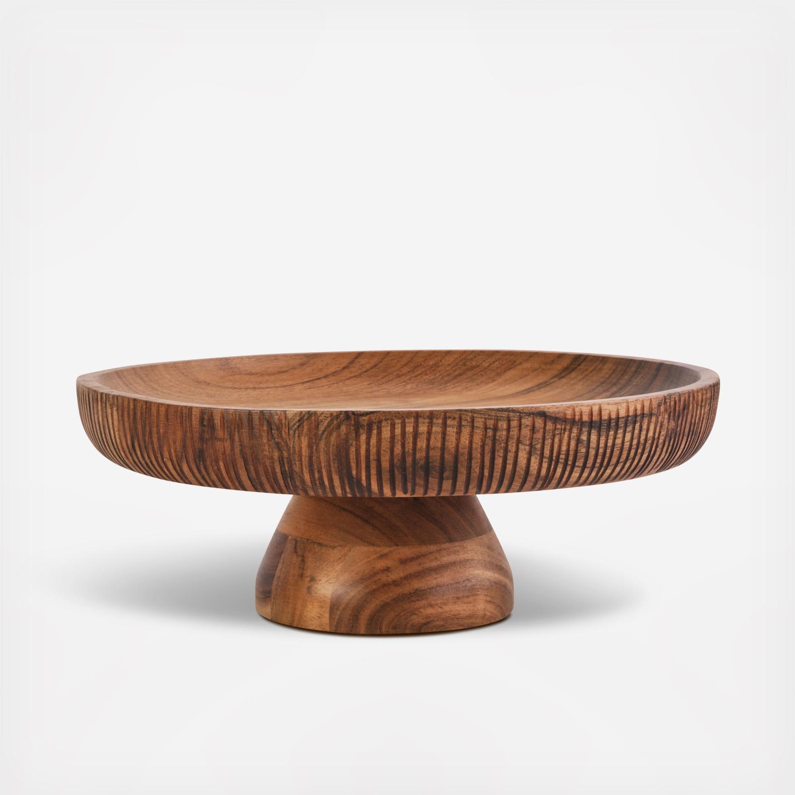 Caleb Acacia Wood Footed Cake Stand 4 Caleb Acacia Wood Footed Cake Stand