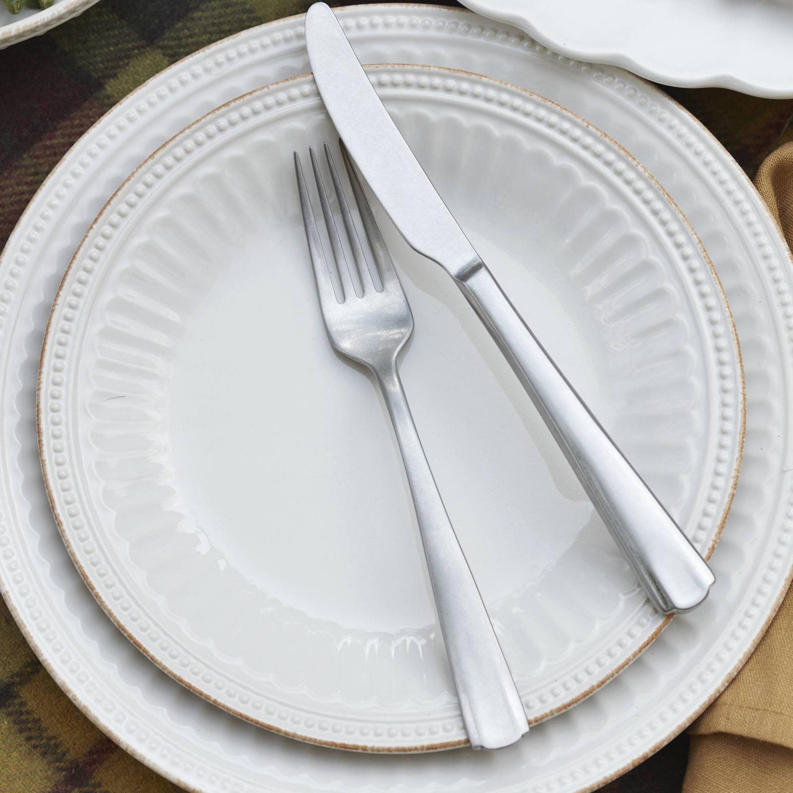 French Perle Groove 12-Piece Dinnerware Set, Service for 4 4 French Perle Groove 12-Piece Dinnerware Set, Service for 4