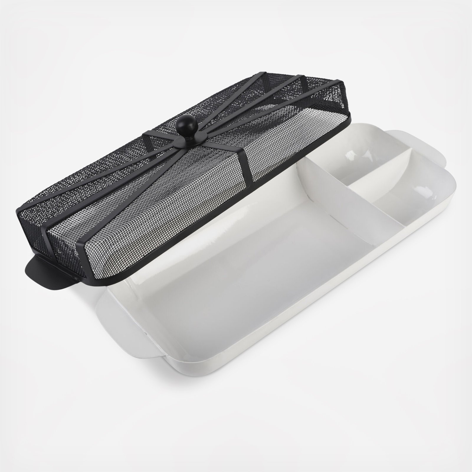 Gourmet Basics BBQ To Go Divided Serving Tray with Mesh Cover 5 Gourmet Basics BBQ To Go Divided Serving Tray with Mesh Cover