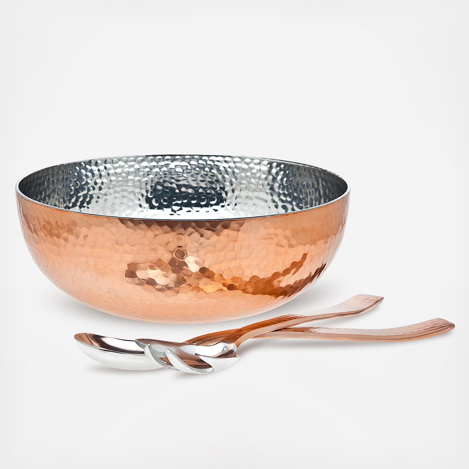 Hammered Copper Serving Bowl & Servers 2 Hammered Copper Serving Bowl & Servers