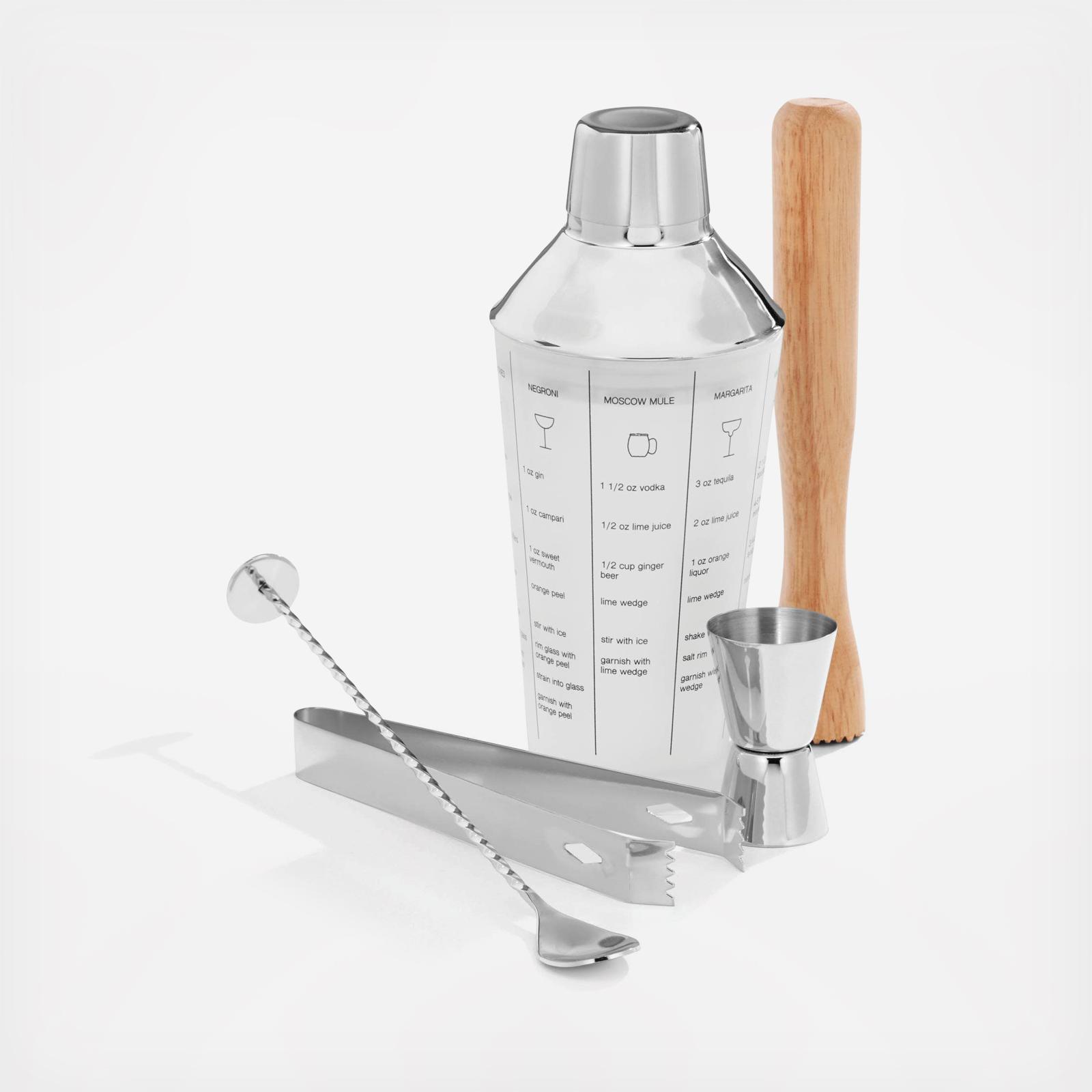 Mixology Shaker 5-Piece Tool Set 10 Mixology Shaker 5-Piece Tool Set