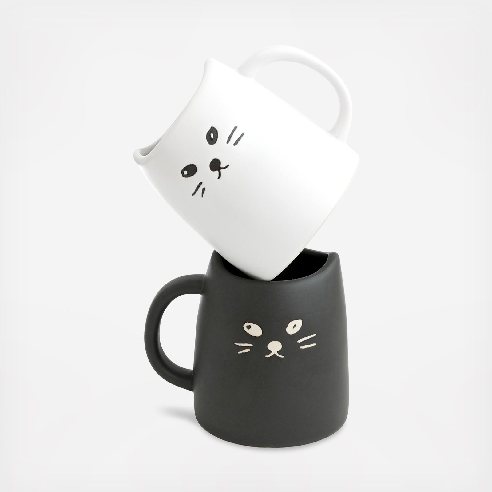 Black & White Cat 2-Piece Coffee Mug Set 2 Black & White Cat 2-Piece Coffee Mug Set