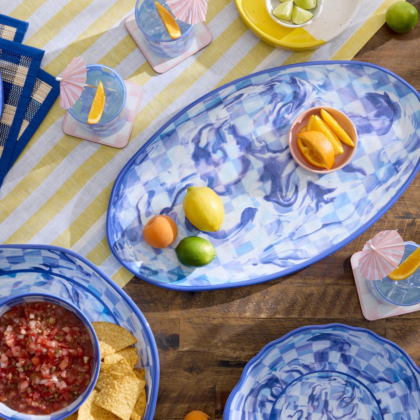 Check Melamine Oval Platter 1 Check Melamine Oval Platter