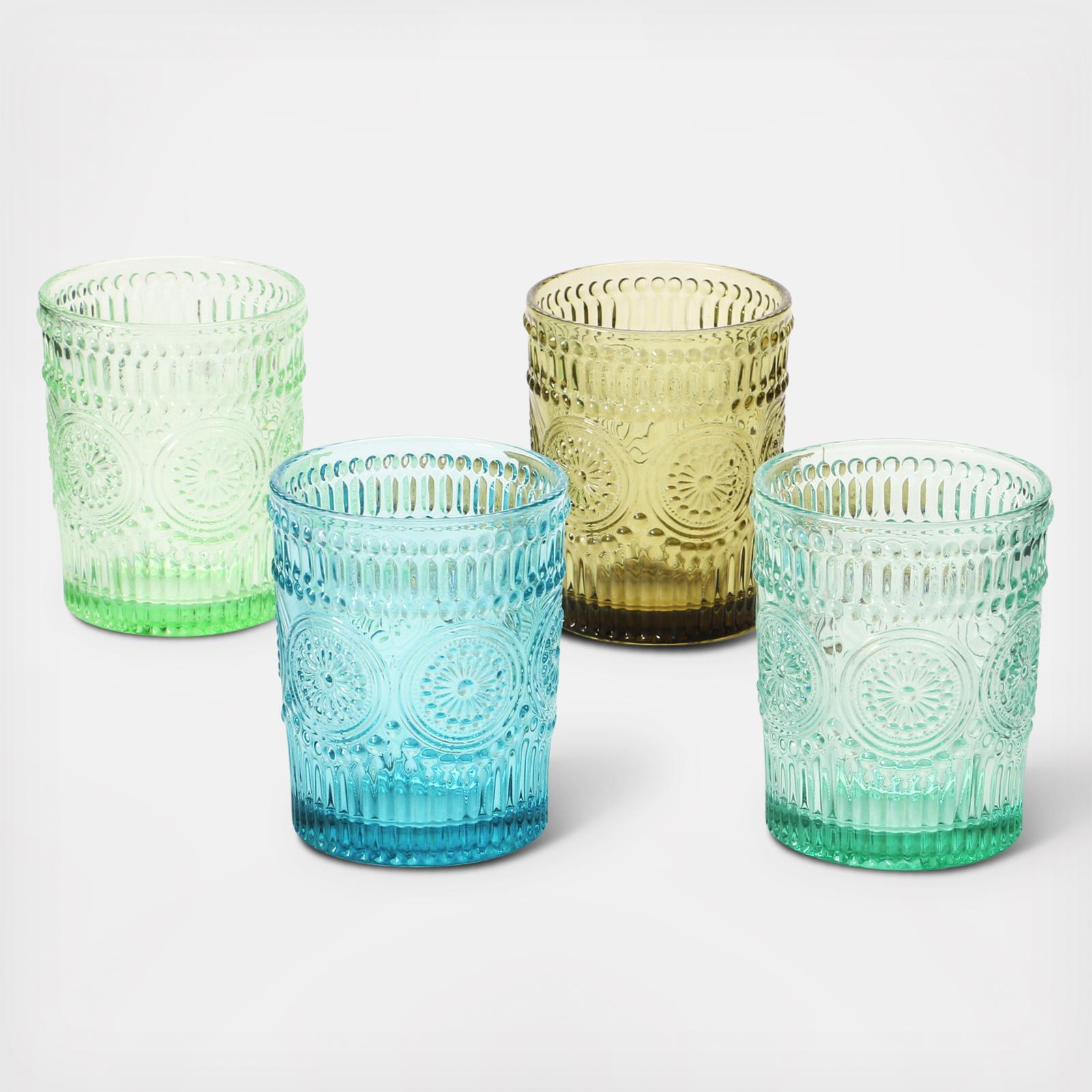 Embossed Drinking Glass, Set of 4 7 Embossed Drinking Glass, Set of 4
