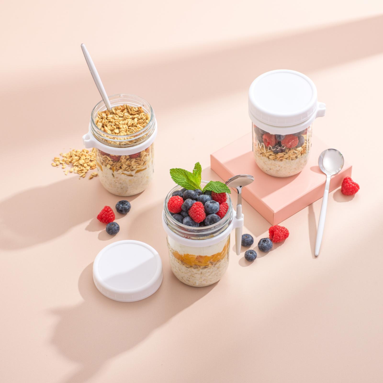 Dawn Glass Overnight Oats Containers, Set of 3