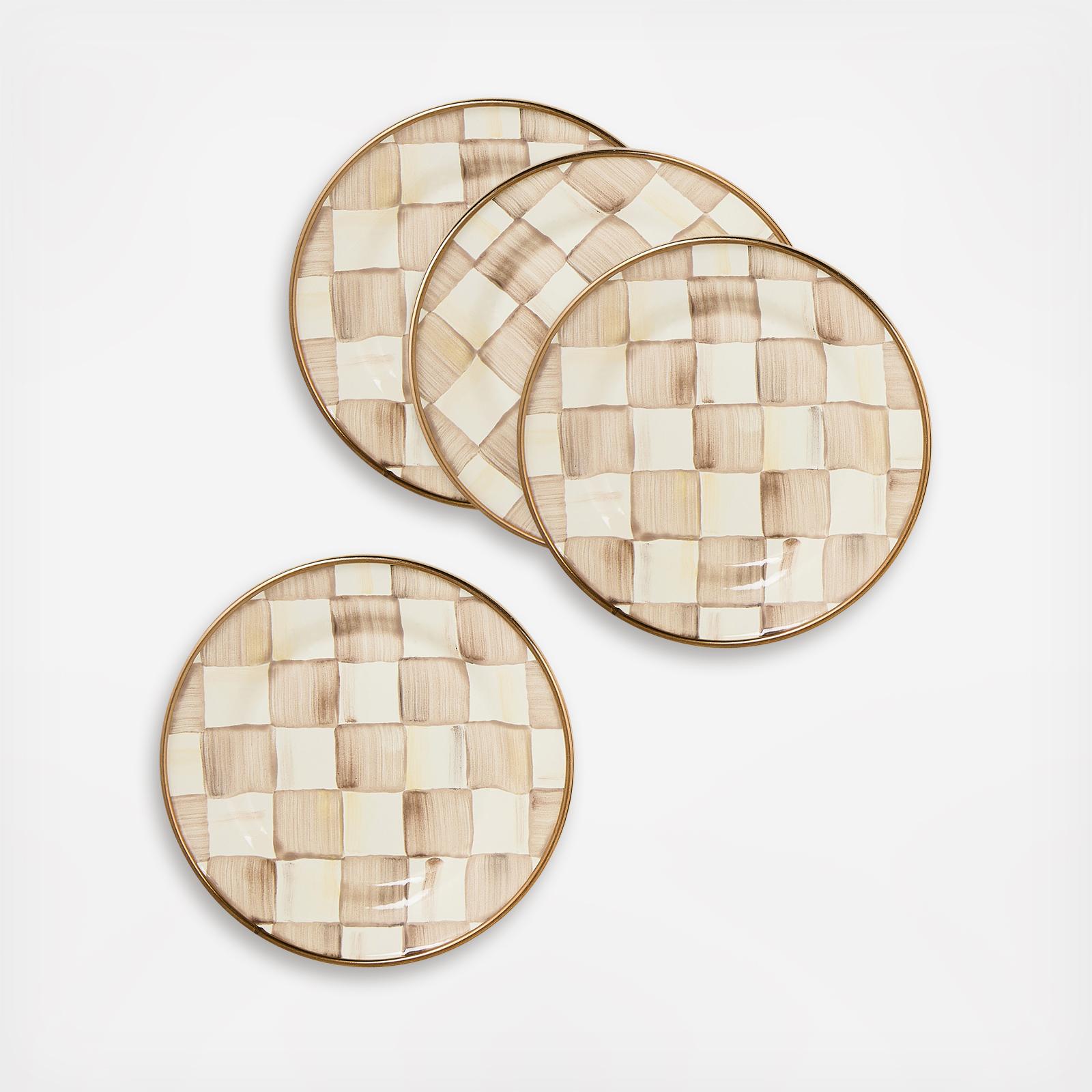 Mocha Check Stainless Steel Appetizer Plate, Set of 4 12 Mocha Check Stainless Steel Appetizer Plate, Set of 4