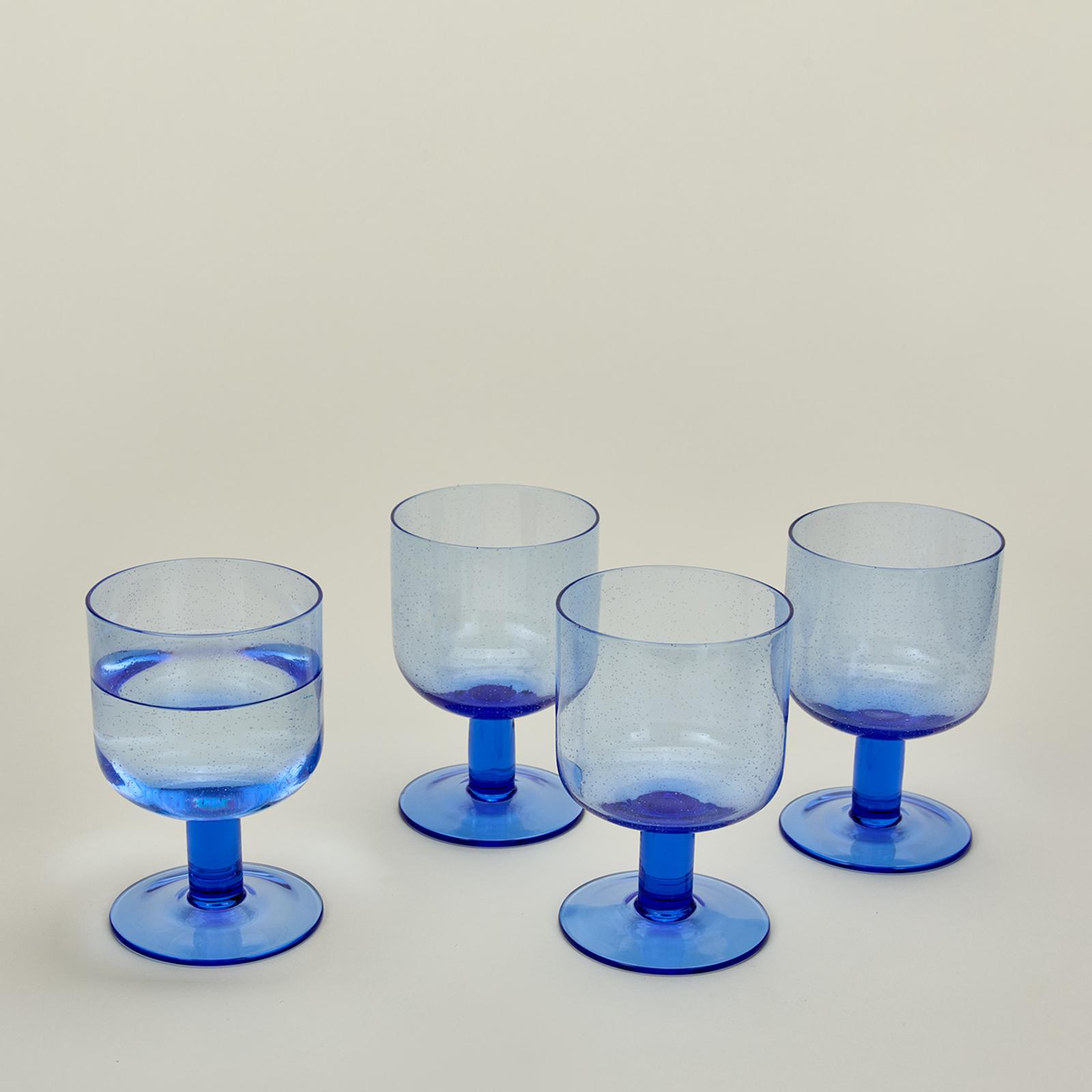 Simple Seeded Stemmed Glass, Set of 4 3 Simple Seeded Stemmed Glass, Set of 4