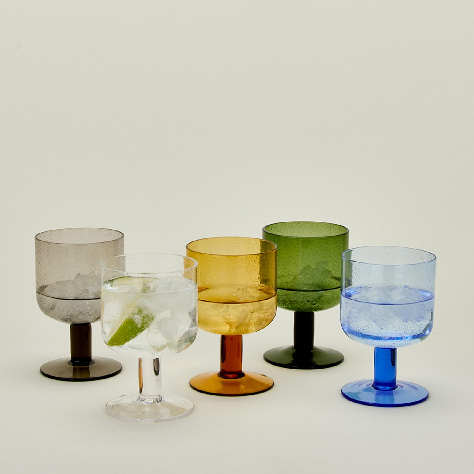 Simple Seeded Stemmed Glass, Set of 4 5 Simple Seeded Stemmed Glass, Set of 4