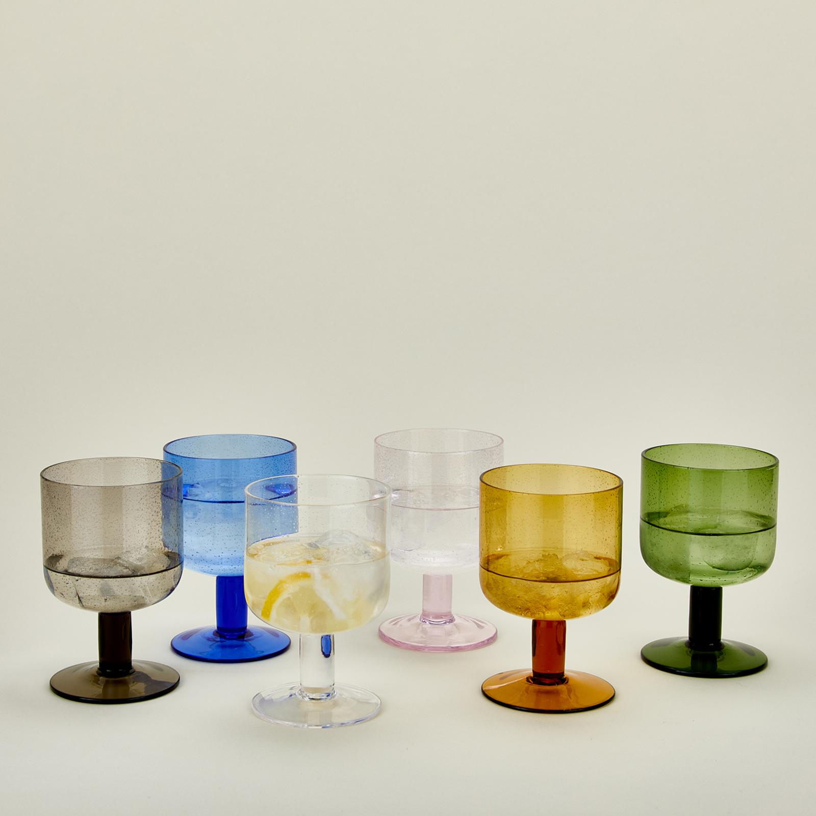 Simple Seeded Stemmed Glass, Set of 4 6 Simple Seeded Stemmed Glass, Set of 4