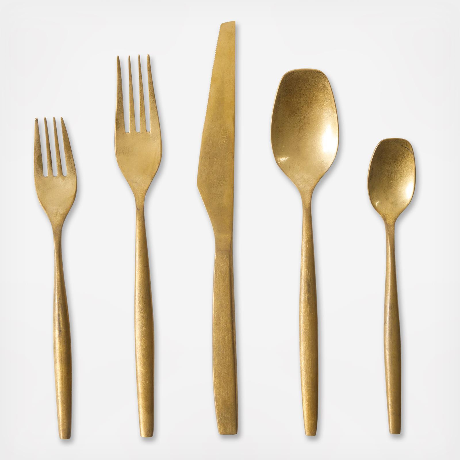 21-Piece Flatware Utensil Set with Wooden Caddy, Service for 4 3 21-Piece Flatware Utensil Set with Wooden Caddy, Service for 4