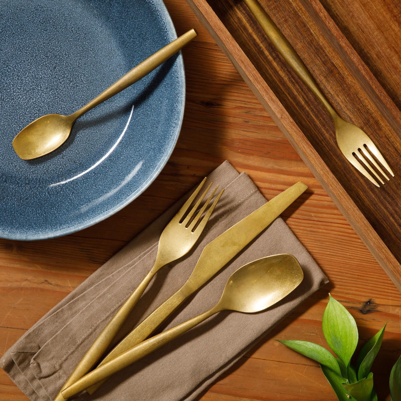 21-Piece Flatware Utensil Set with Wooden Caddy, Service for 4 4 21-Piece Flatware Utensil Set with Wooden Caddy, Service for 4