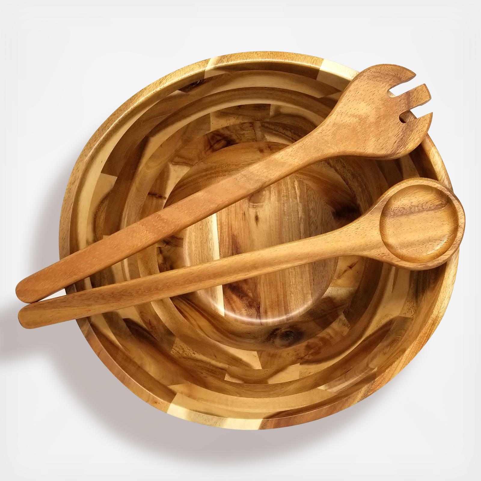Acacia Wavy Rim Bowl with Servers