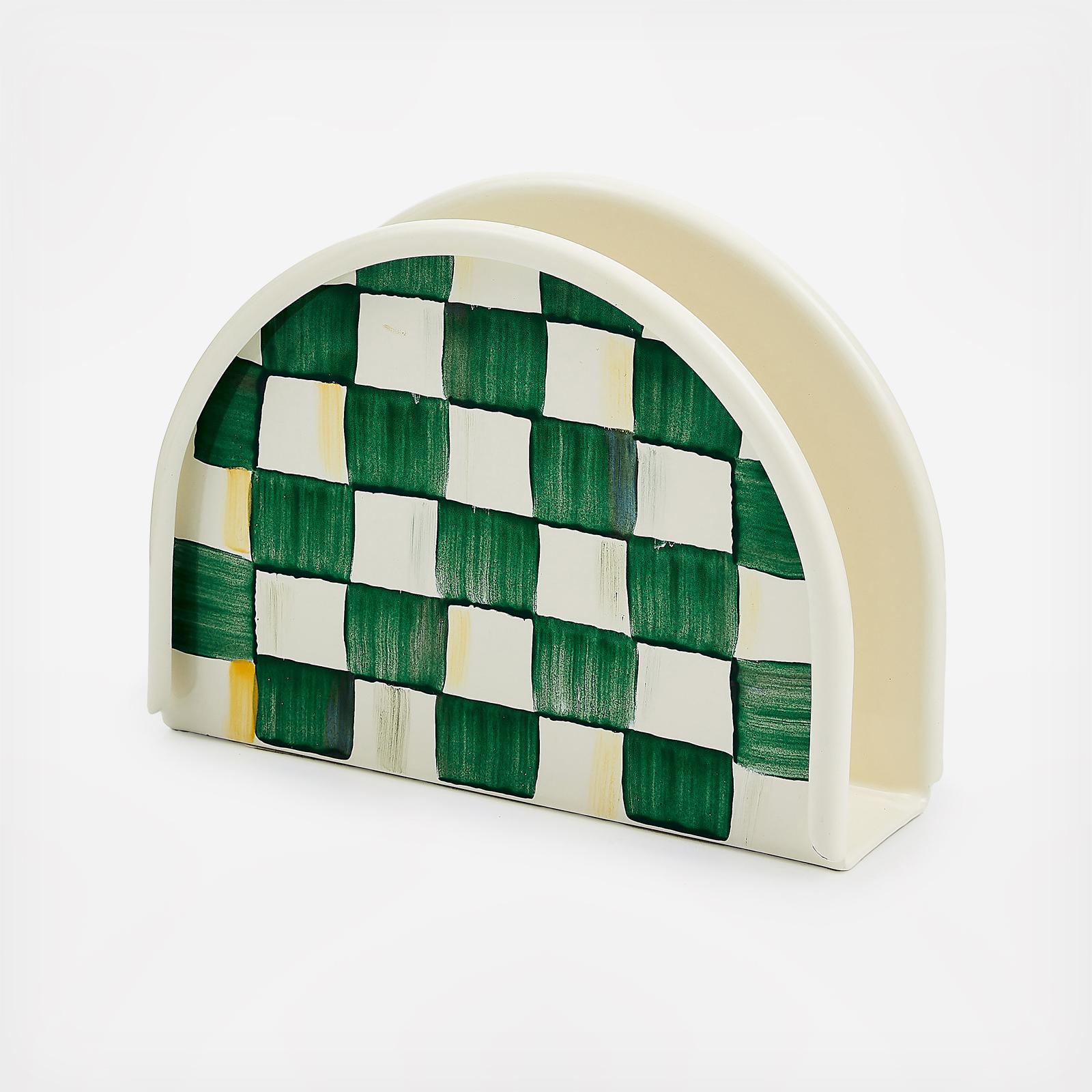 Emerald Check Enamel Napkin Holder 3 Emerald Check Enamel Napkin Holder