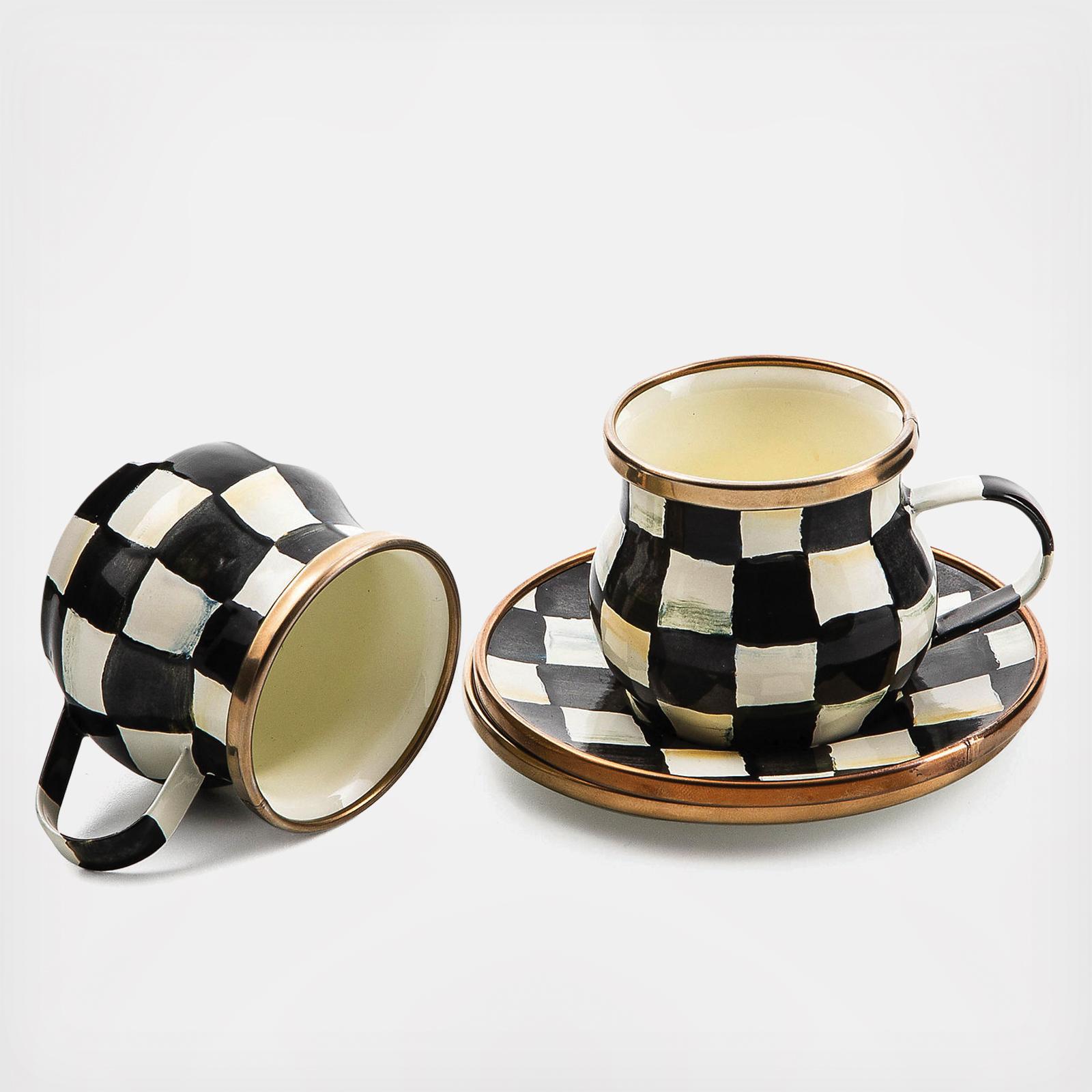 Courtly Check Espresso Cup & Saucer, Set of 2 2 Courtly Check Espresso Cup & Saucer, Set of 2