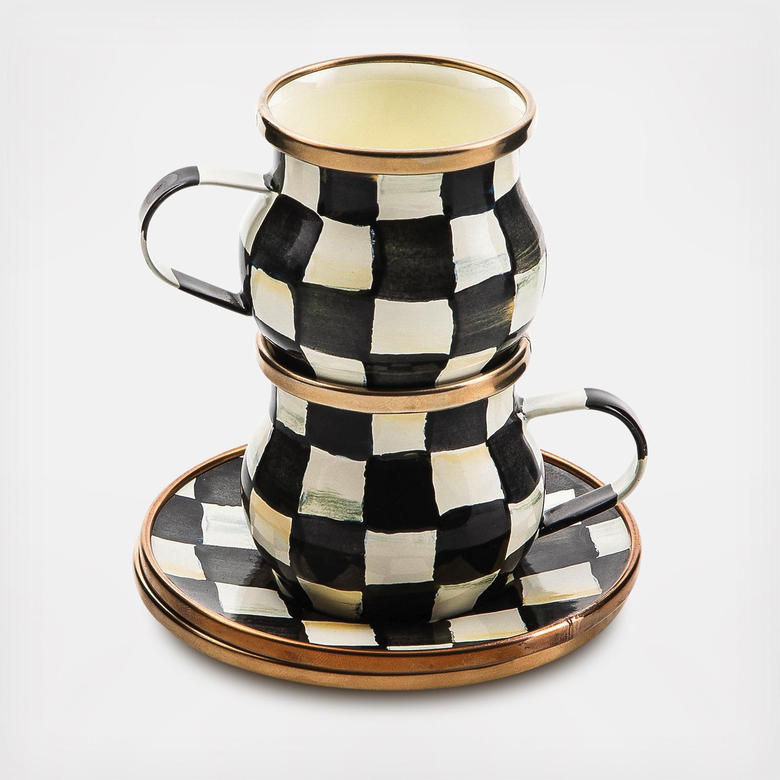 Courtly Check Espresso Cup & Saucer, Set of 2 3 Courtly Check Espresso Cup & Saucer, Set of 2