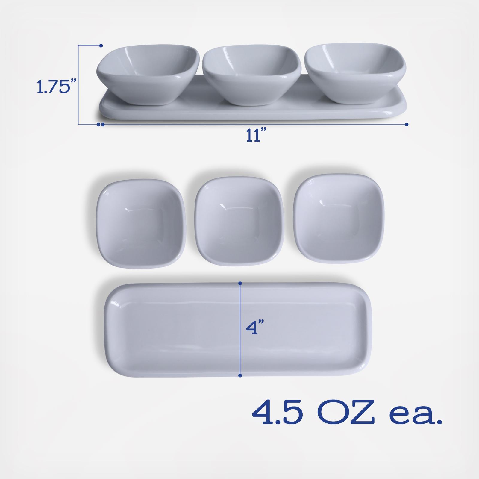 Impulse 4-Piece Dip Bowl & Tray Set 3 Impulse 4-Piece Dip Bowl & Tray Set