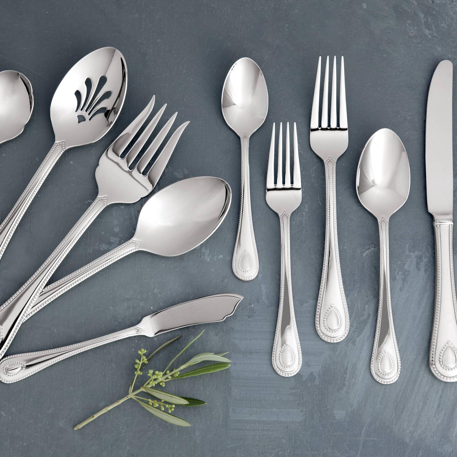French Perle 65-Piece Flatware Set, Service for 12