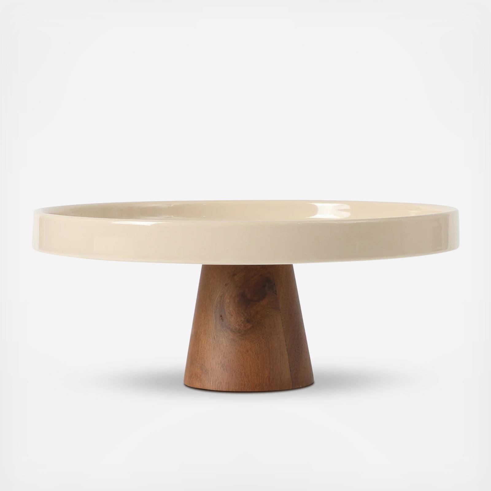 Gracious Dining Cake Stand with Wood Base 2 Gracious Dining Cake Stand with Wood Base