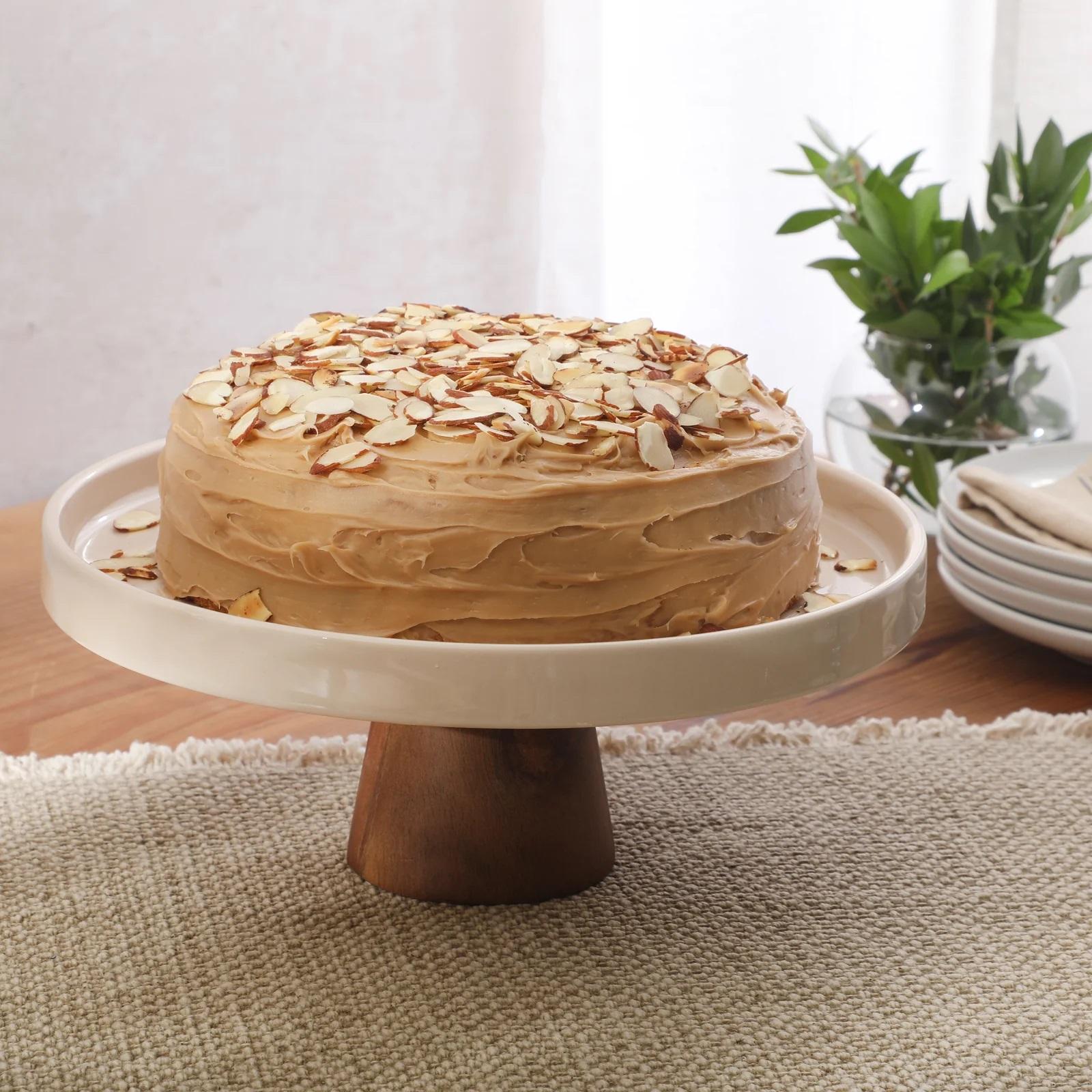 Gracious Dining Cake Stand with Wood Base 4 Gracious Dining Cake Stand with Wood Base