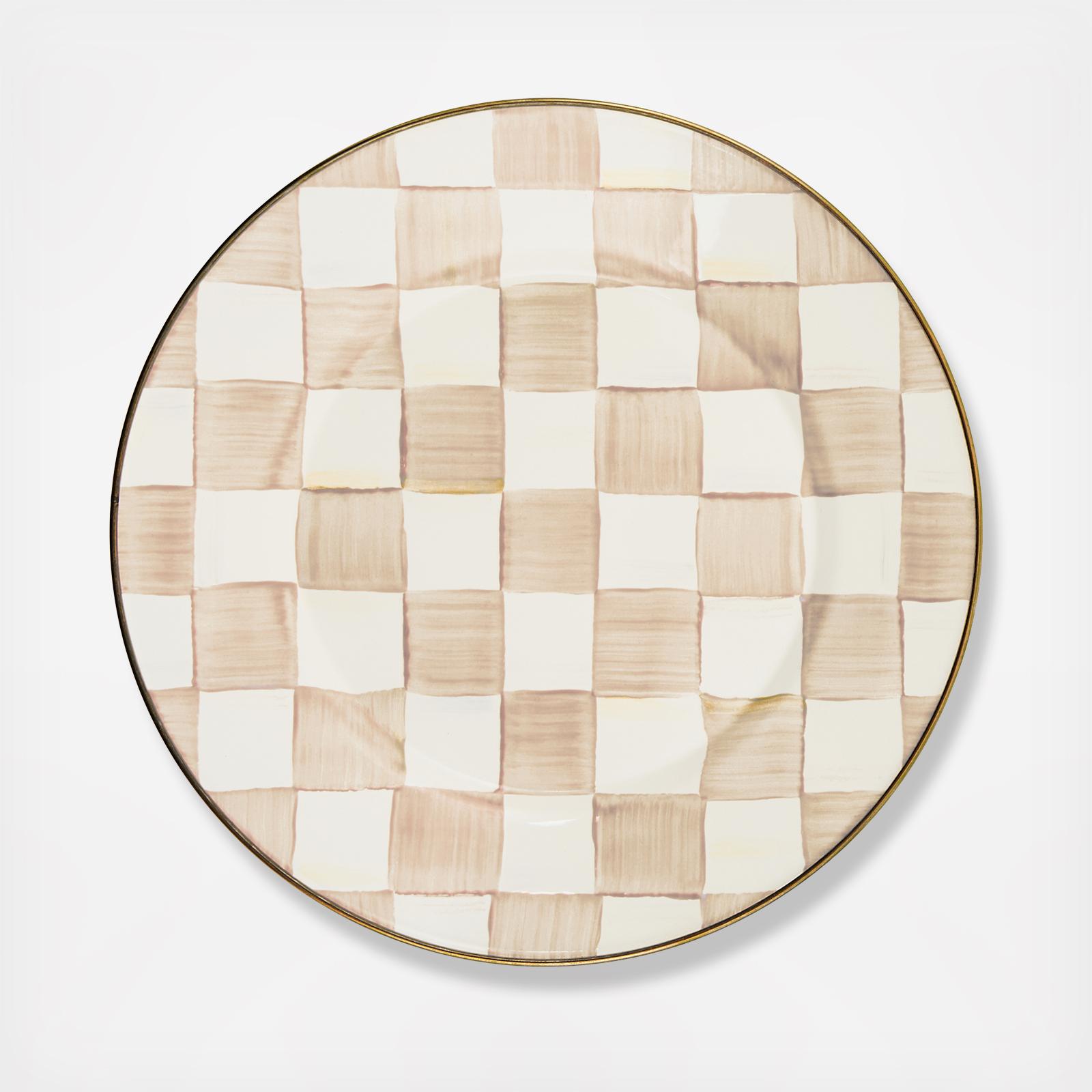 Mocha Check Enamel Dinner Plate 2 Mocha Check Enamel Dinner Plate