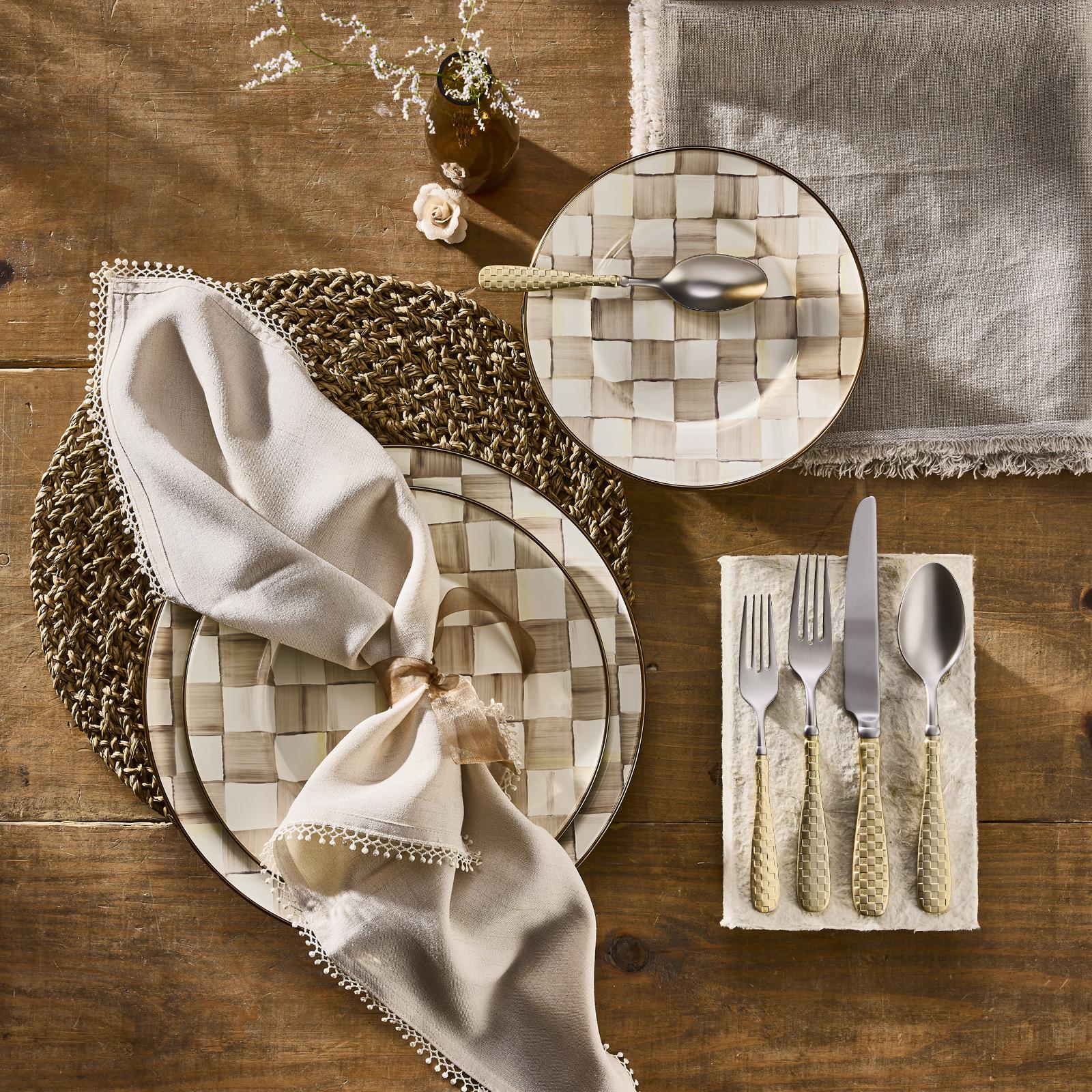 Mocha Check Enamel Dinner Plate 3 Mocha Check Enamel Dinner Plate