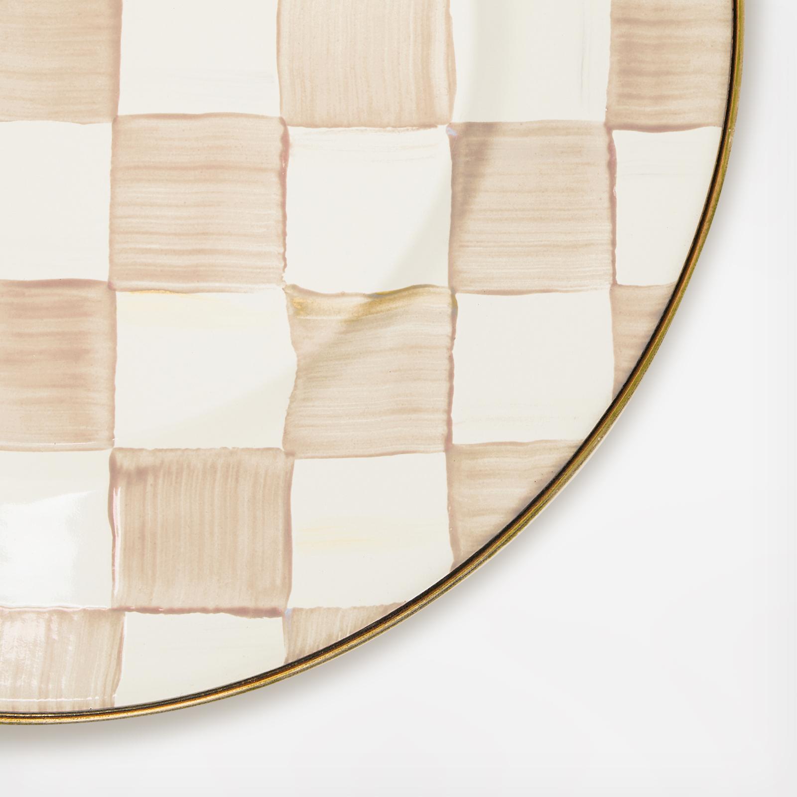 Mocha Check Enamel Dinner Plate 4 Mocha Check Enamel Dinner Plate