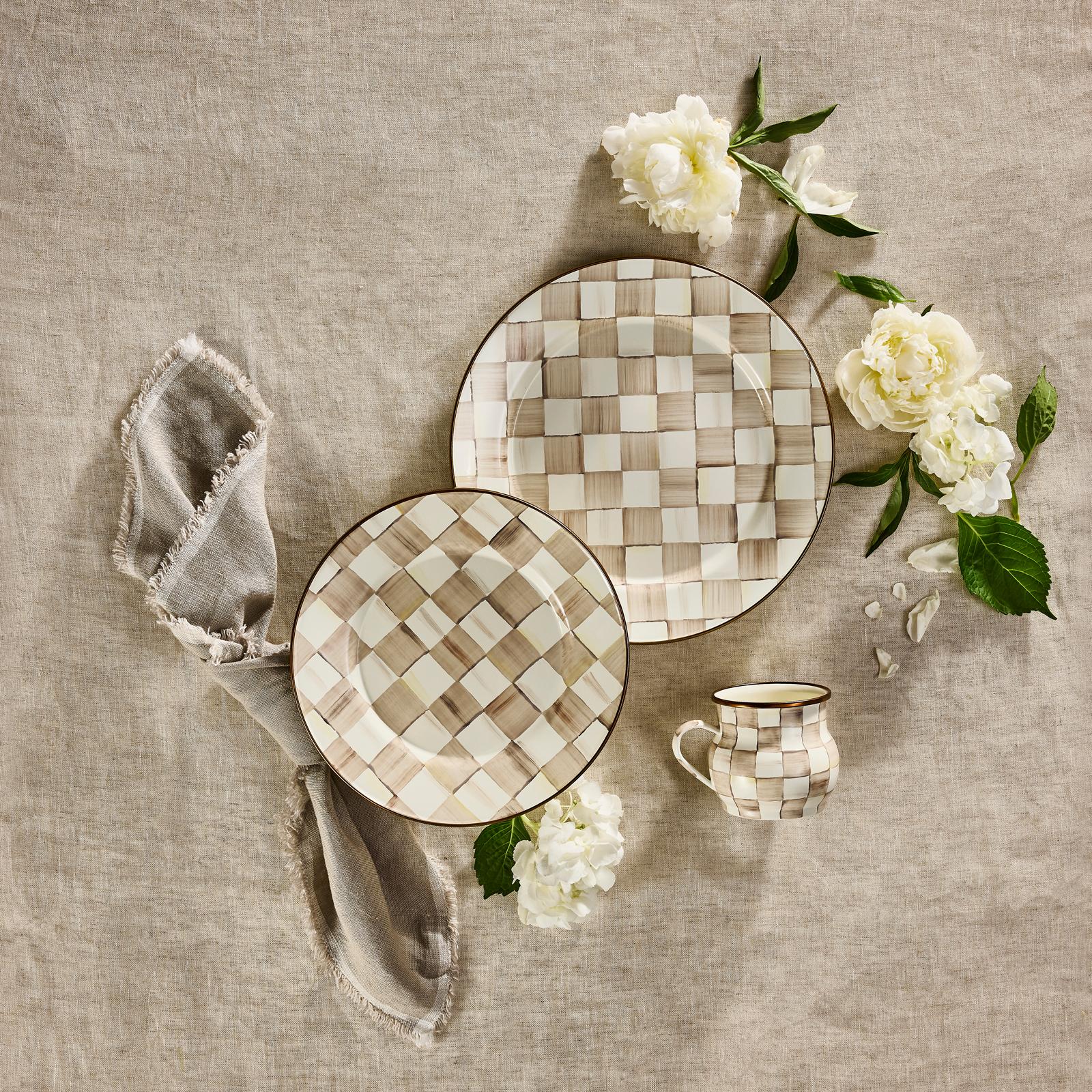 Mocha Check Enamel Dinner Plate 6 Mocha Check Enamel Dinner Plate