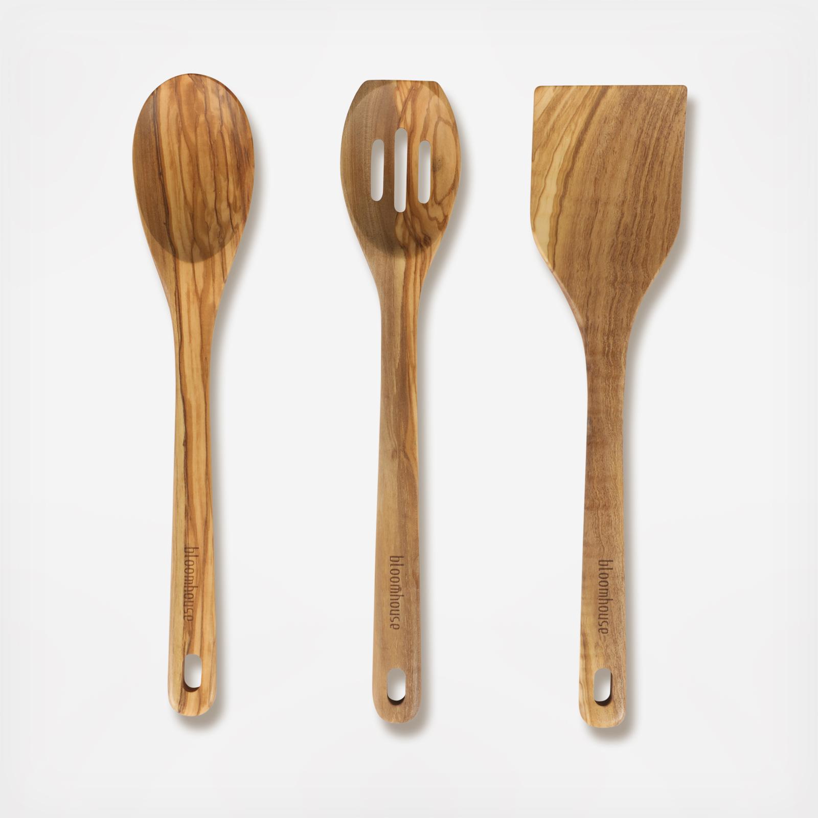 Italian Olive Wood 3-Piece Kitchen Tool Set 2 Italian Olive Wood 3-Piece Kitchen Tool Set