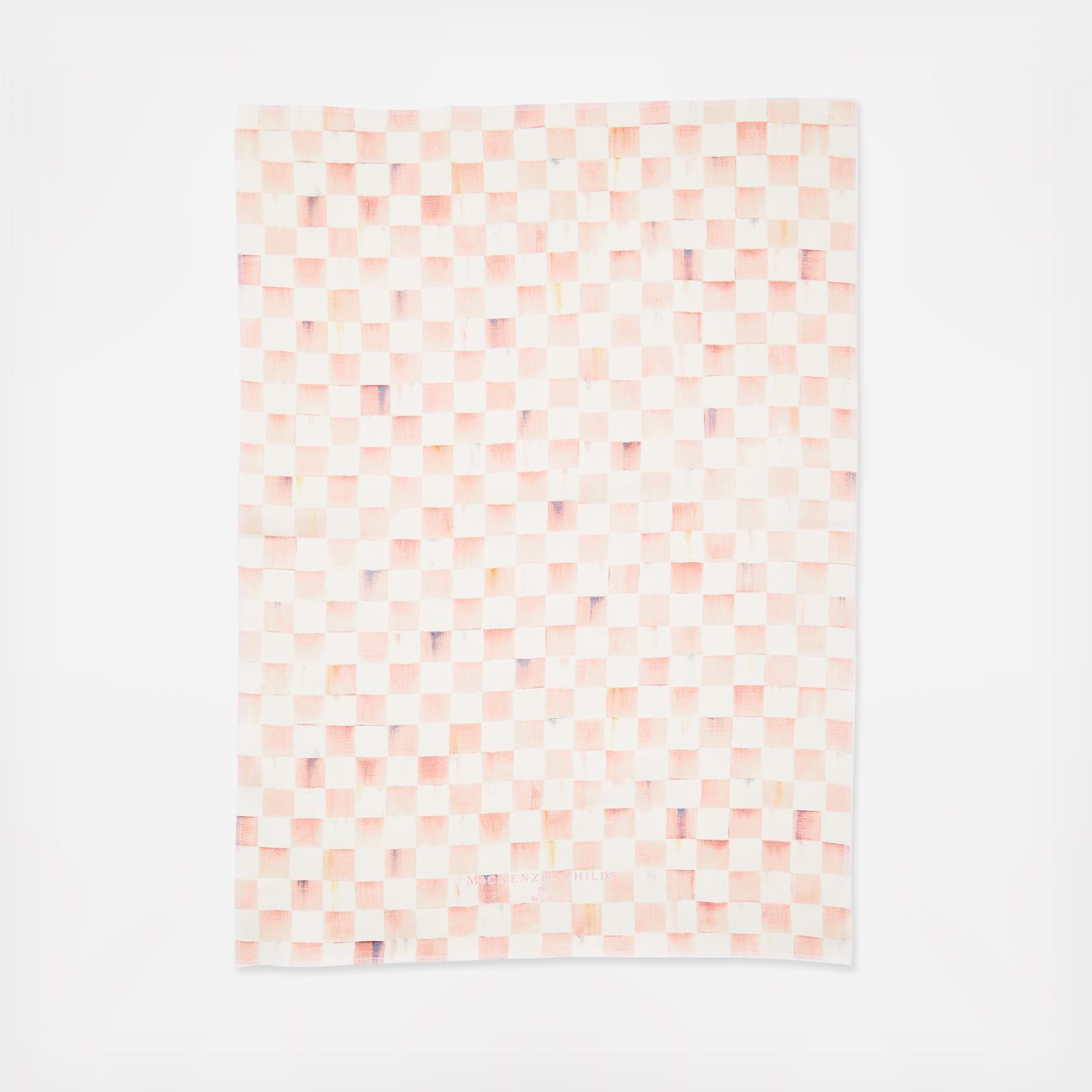Rosy Check Cotton Dish Towel, Set of 2
