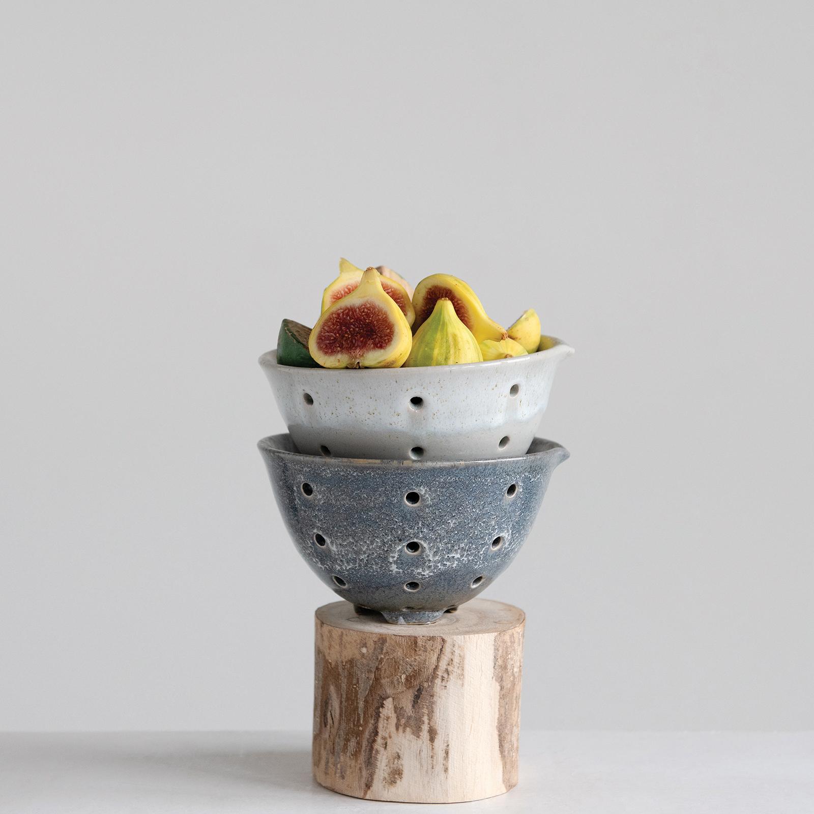 Round Stoneware Berry Bowls, Set of 2 11 Round Stoneware Berry Bowls, Set of 2