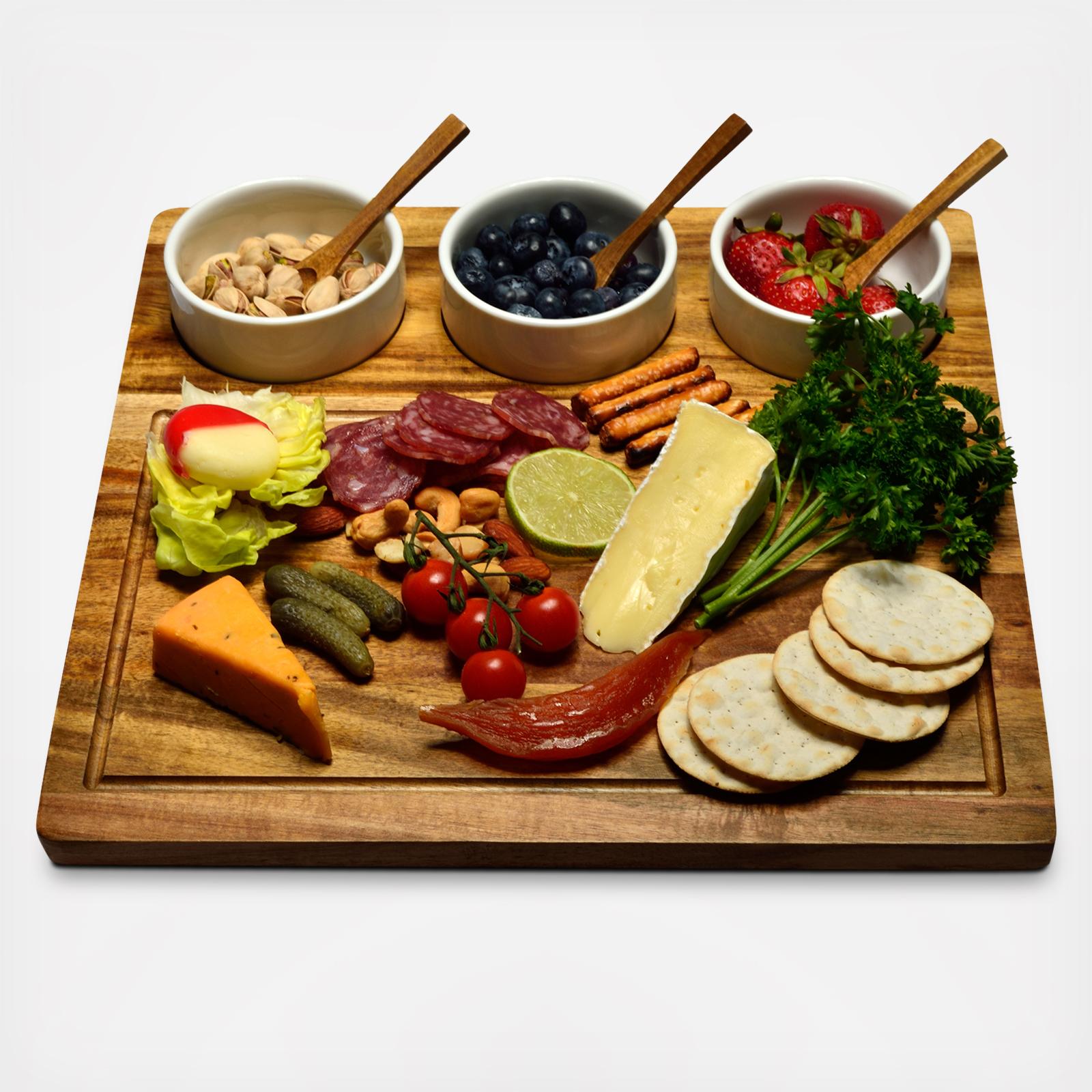 Personalized Engraved 7-Piece Acacia Entertaining Charcuterie Set 5 Personalized Engraved 7-Piece Acacia Entertaining Charcuterie Set