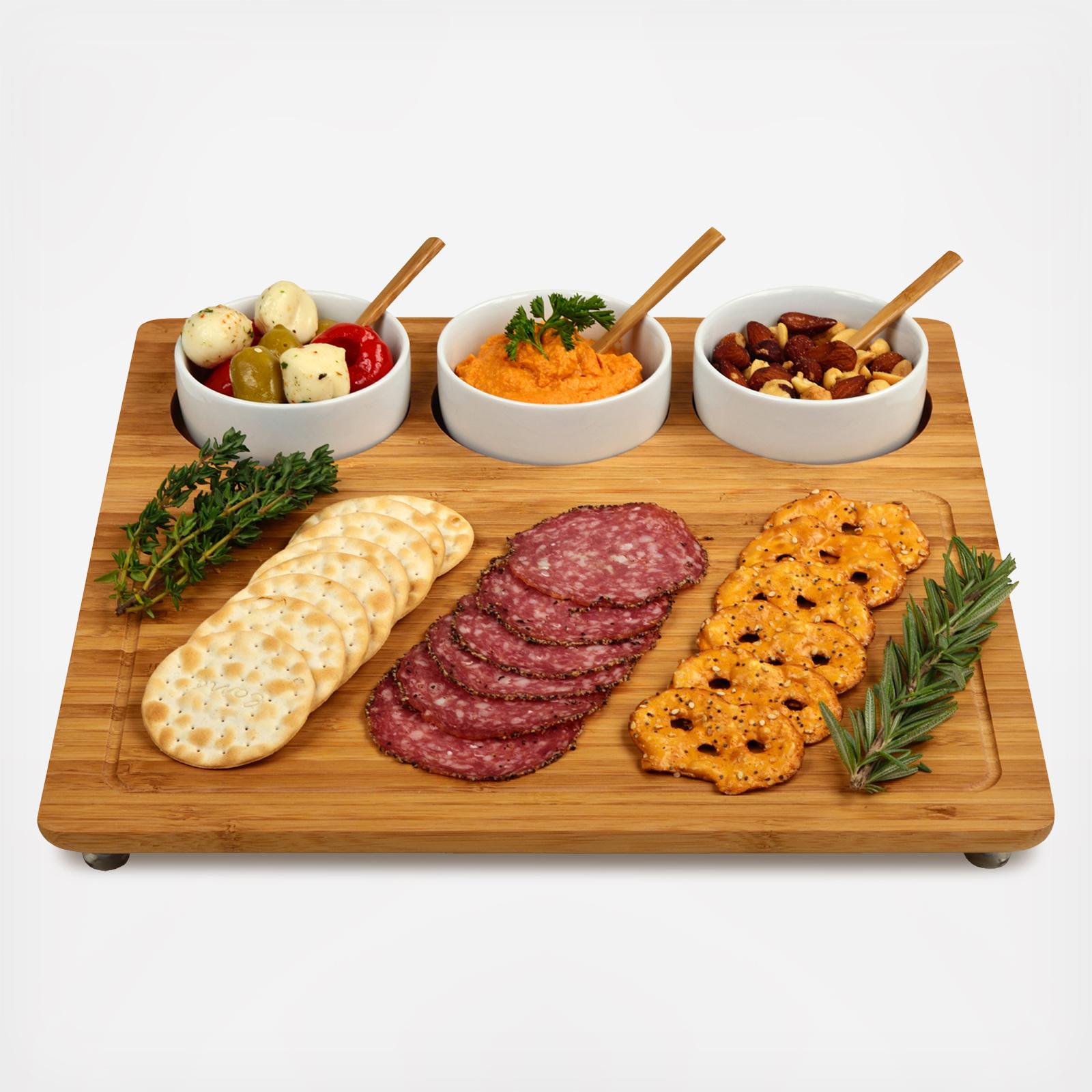 Personalized Engraved 7-Piece Acacia Entertaining Charcuterie Set 6 Personalized Engraved 7-Piece Acacia Entertaining Charcuterie Set