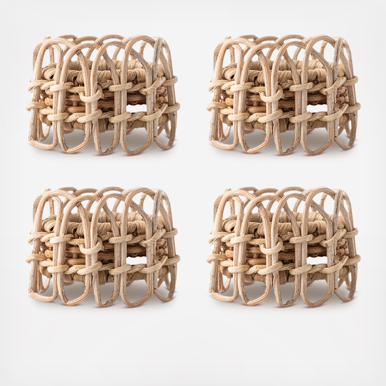 Provence Rattan Napkin Ring, Set of 4