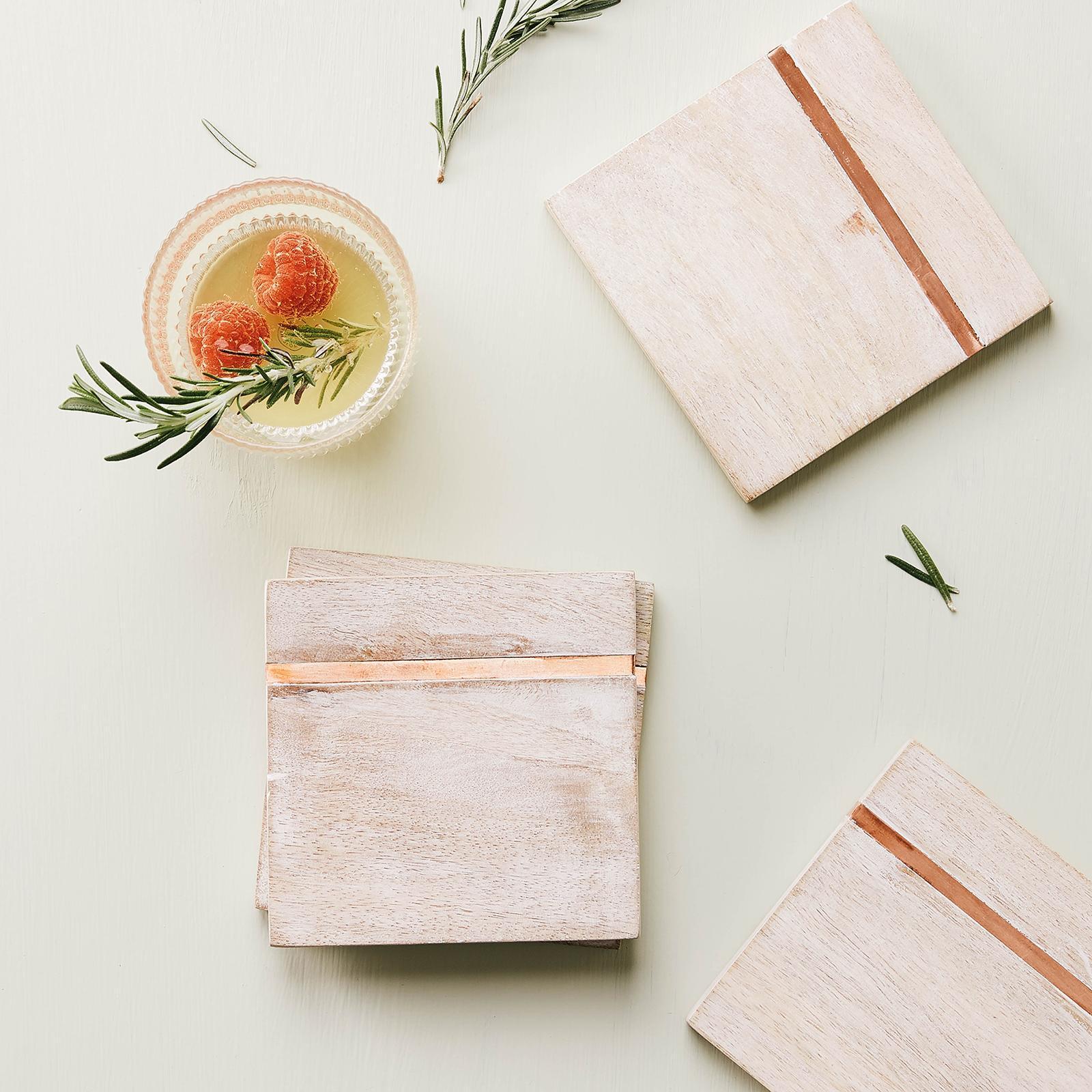 Turner Mango Wood Coaster, Set of 4 4 Turner Mango Wood Coaster, Set of 4