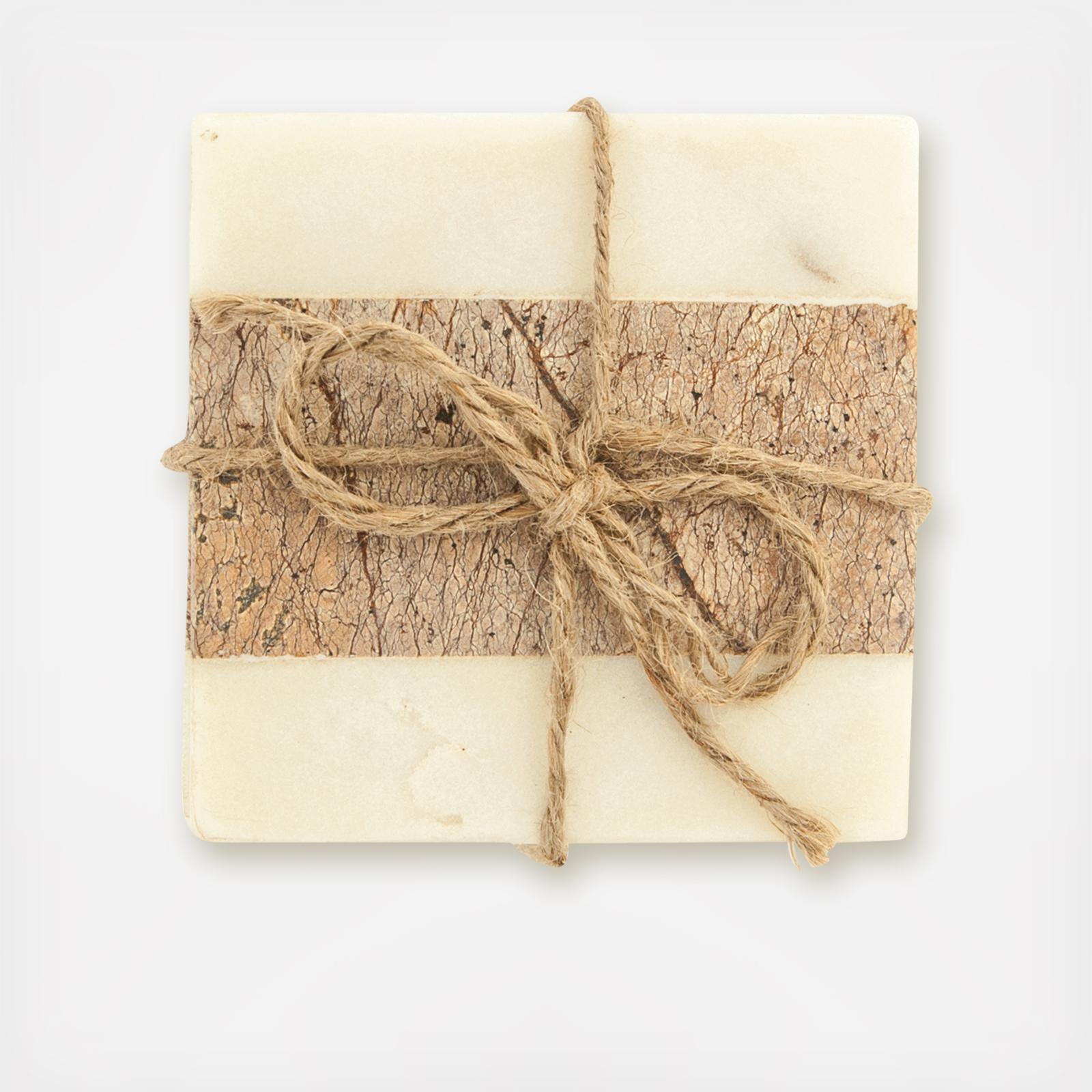 Square Marble Coaster, Set of 4 2 Square Marble Coaster, Set of 4