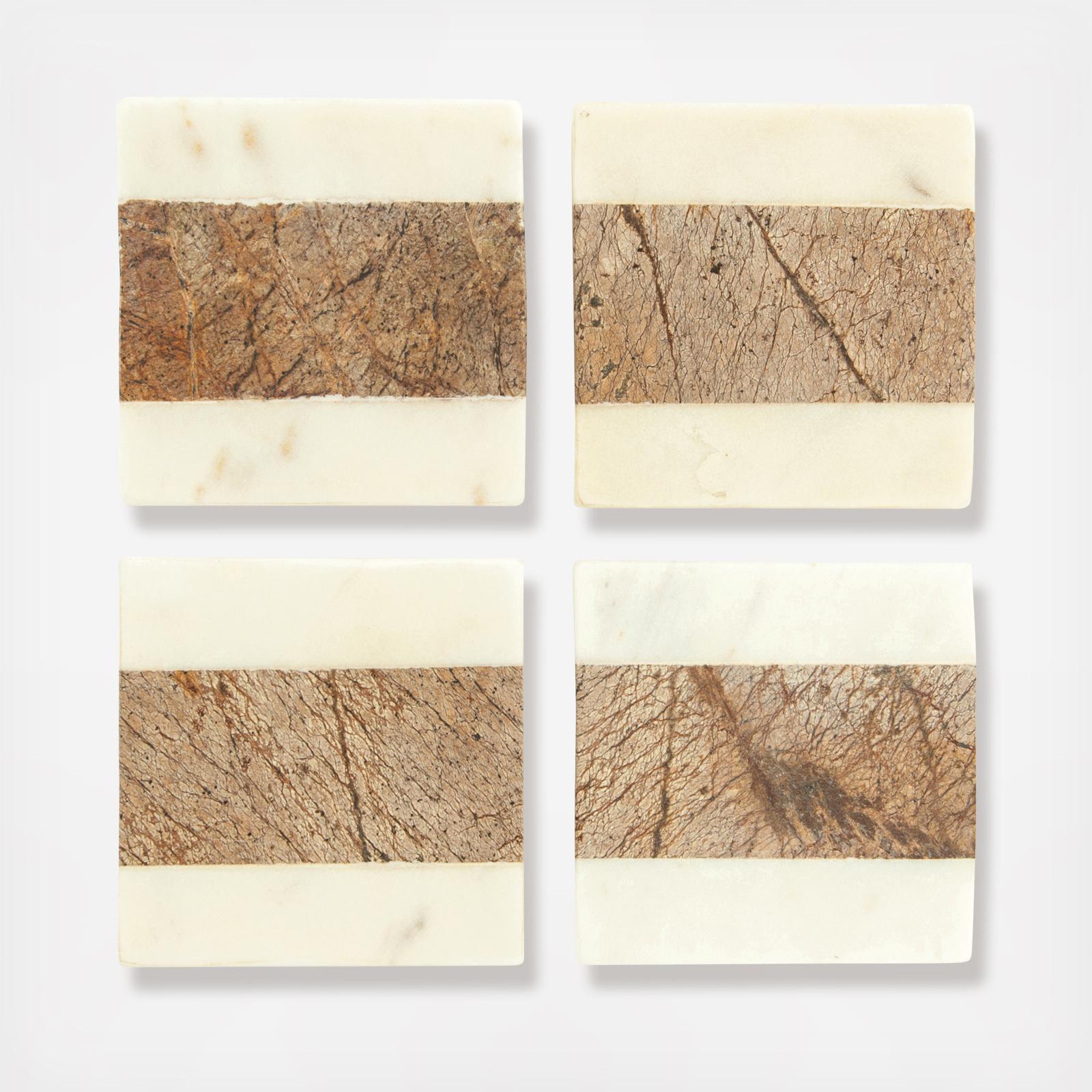 Square Marble Coaster, Set of 4 3 Square Marble Coaster, Set of 4