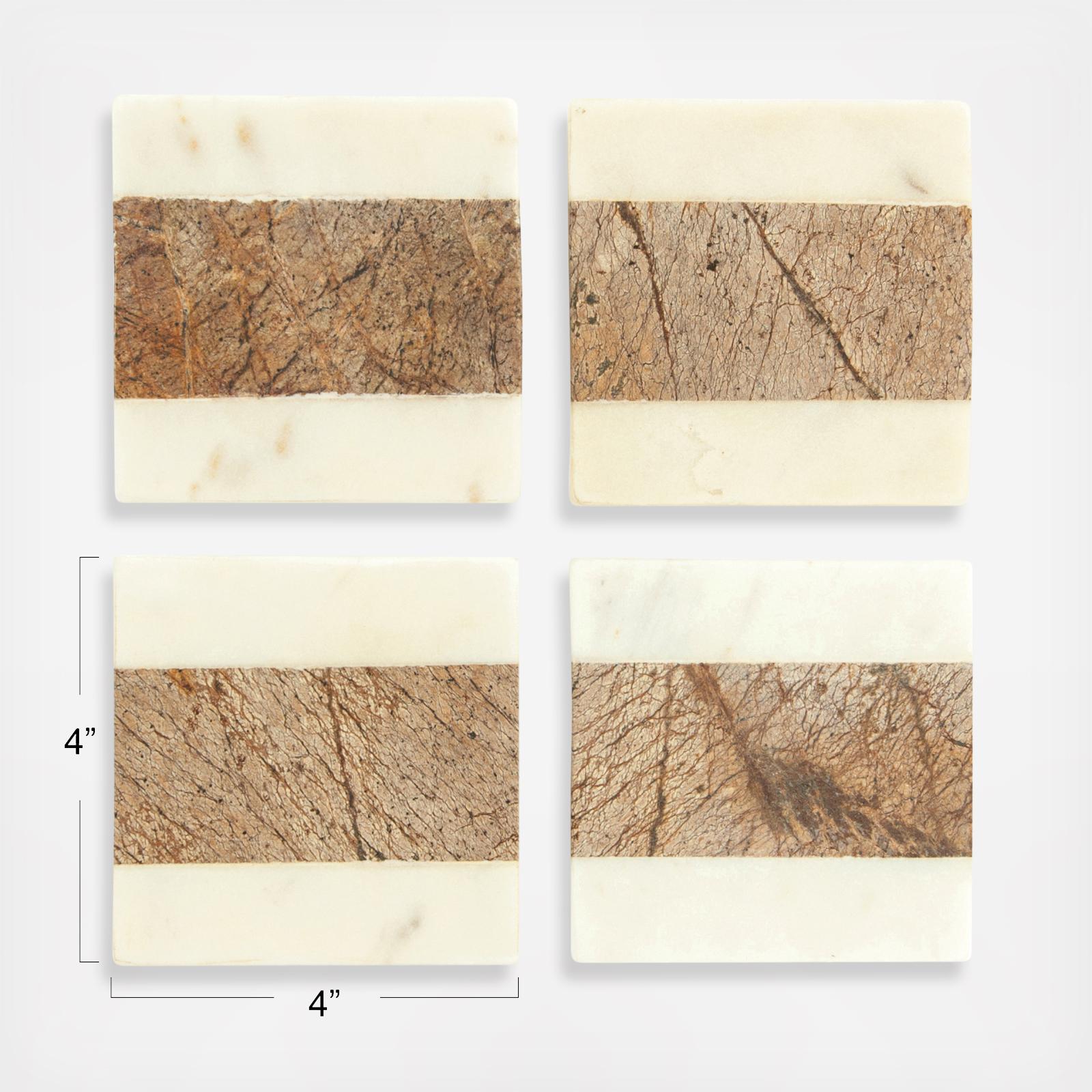 Square Marble Coaster, Set of 4 4 Square Marble Coaster, Set of 4