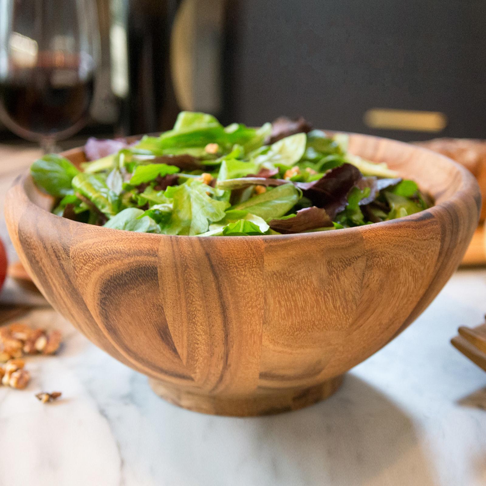 Acacia Salad Bowl with Server Set 4 Acacia Salad Bowl with Server Set